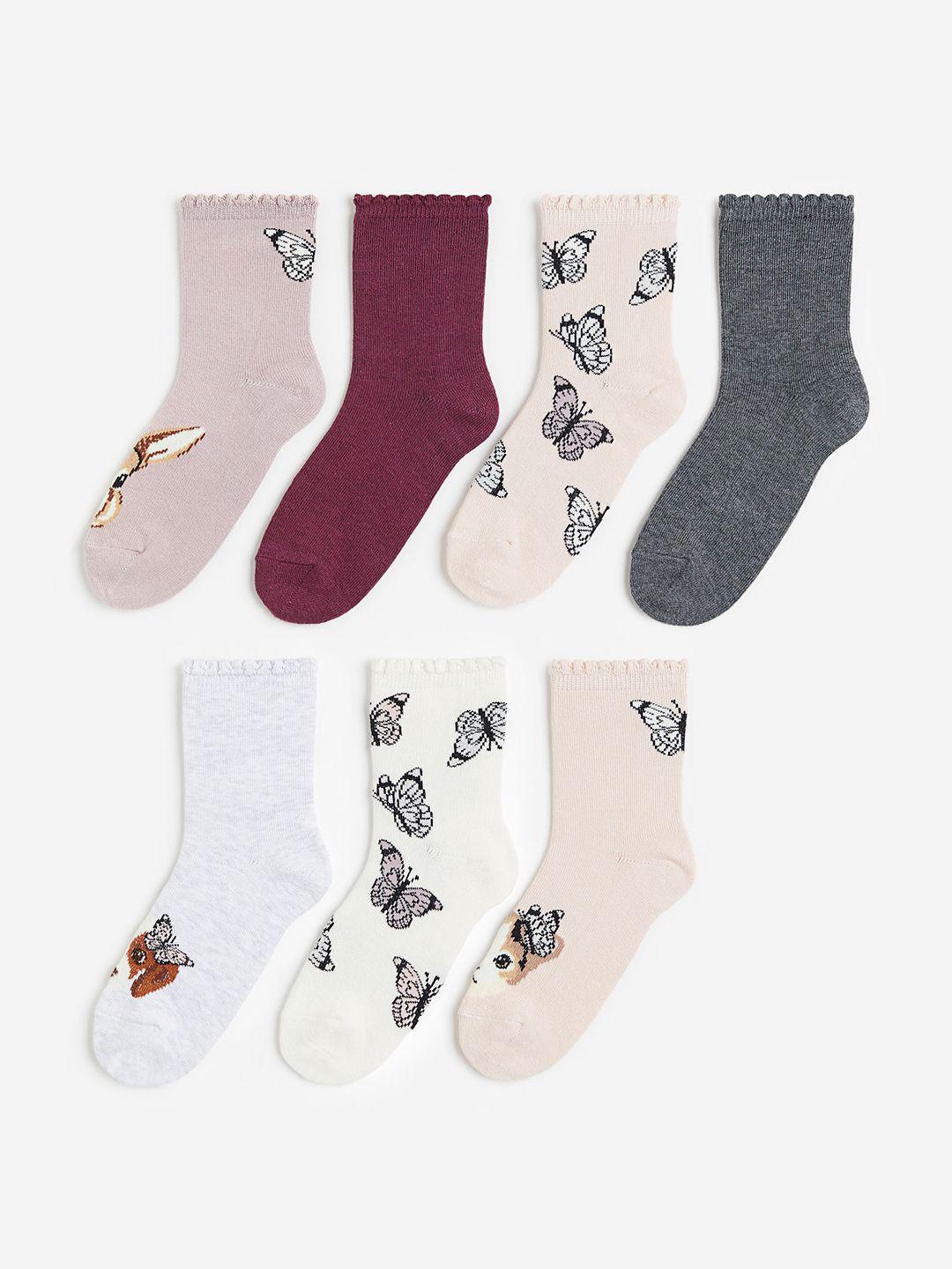 h&m infant girls pack of 7 patterned above ankle-length socks