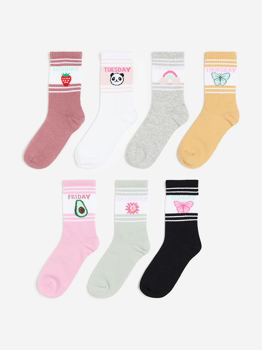 h&m infant girls pack of 7 patterned above ankle-length socks