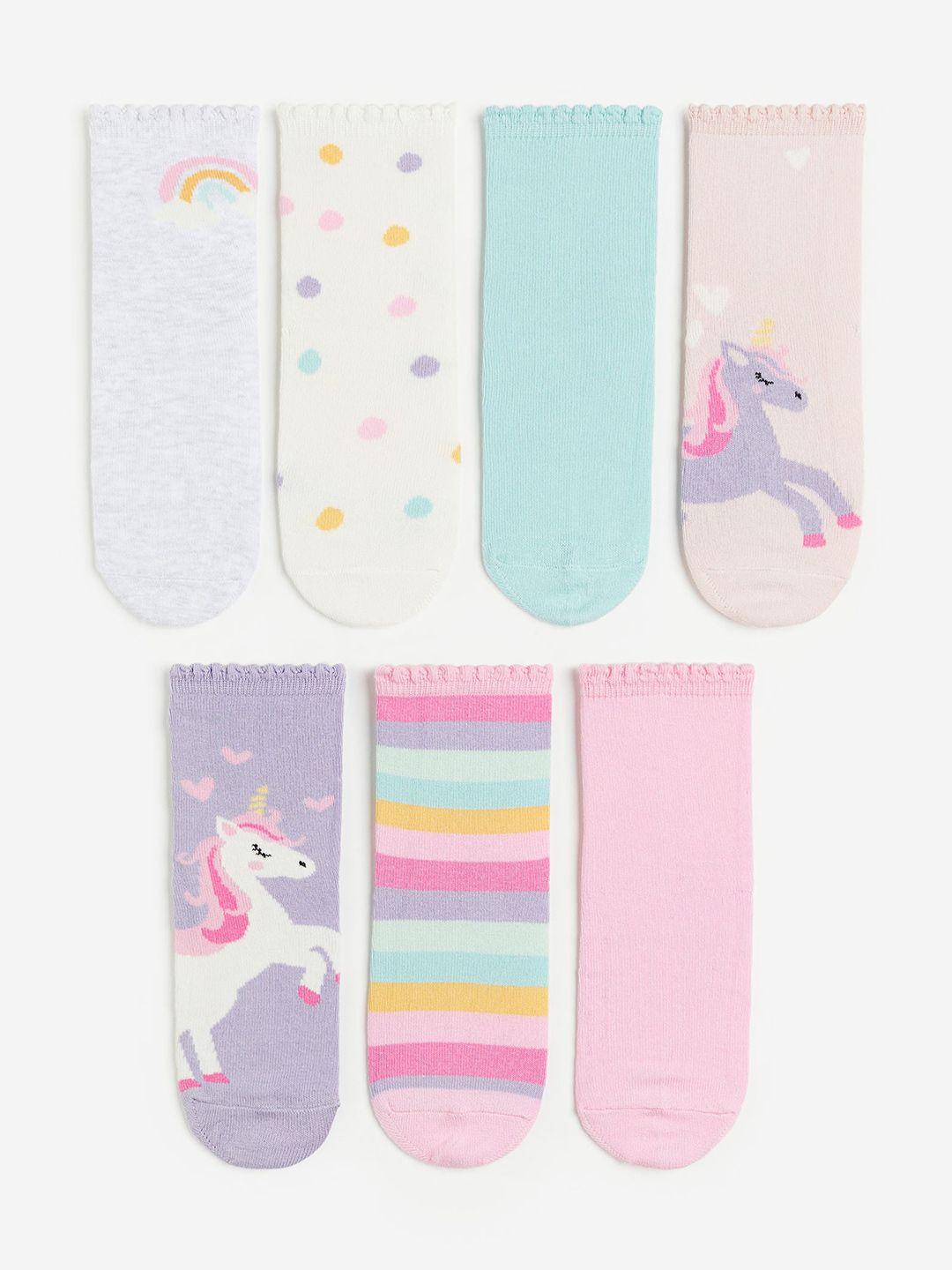 h&m infant girls pack of 7 patterned low ankle-length  socks