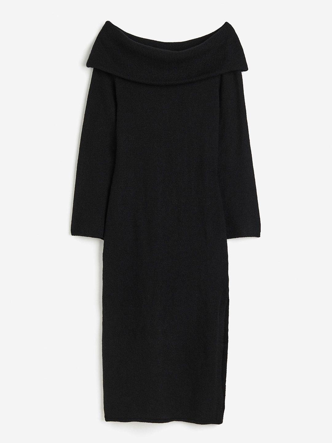 h&m knitted off-the-shoulder dress