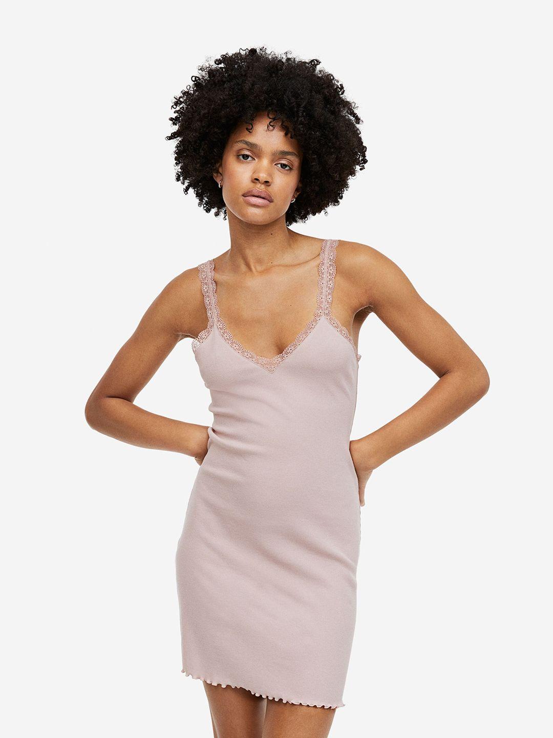 h&m lace-trimmed ribbed nightslip