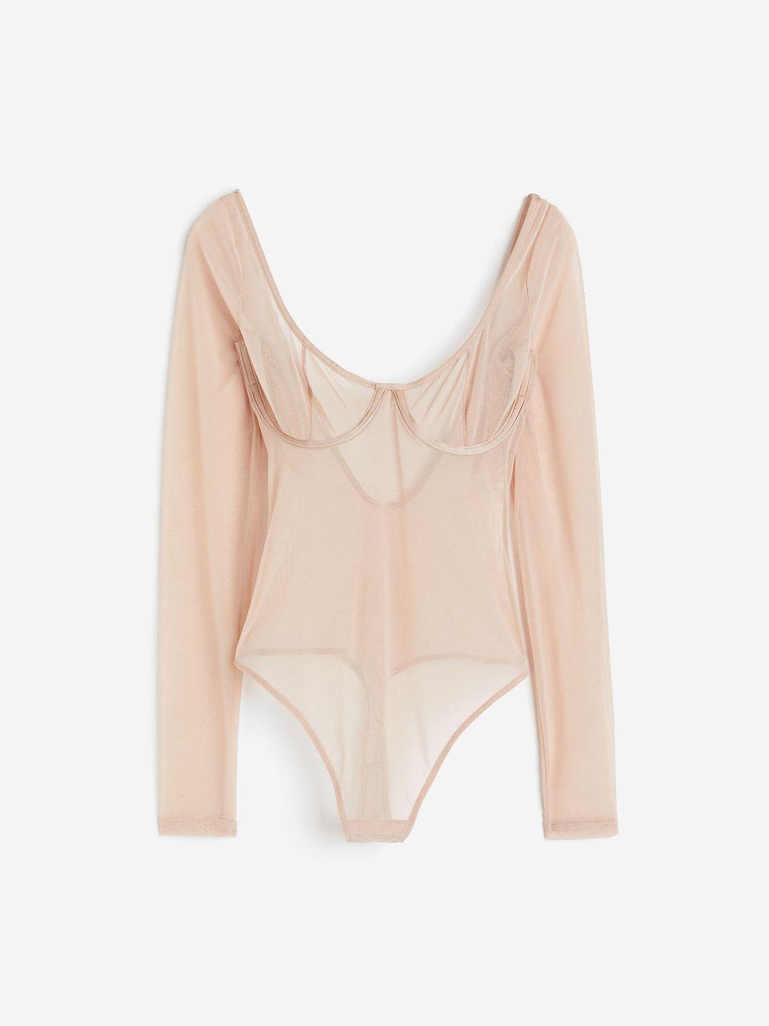 h&m light shape mesh thong body