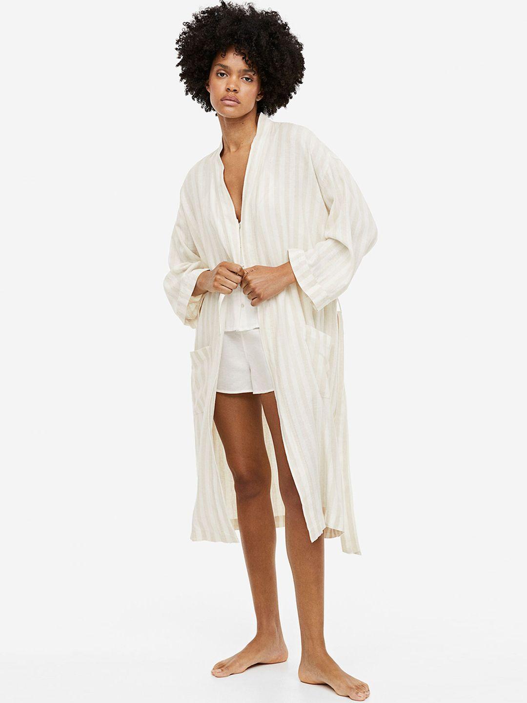 h&m linen-blend dressing gown