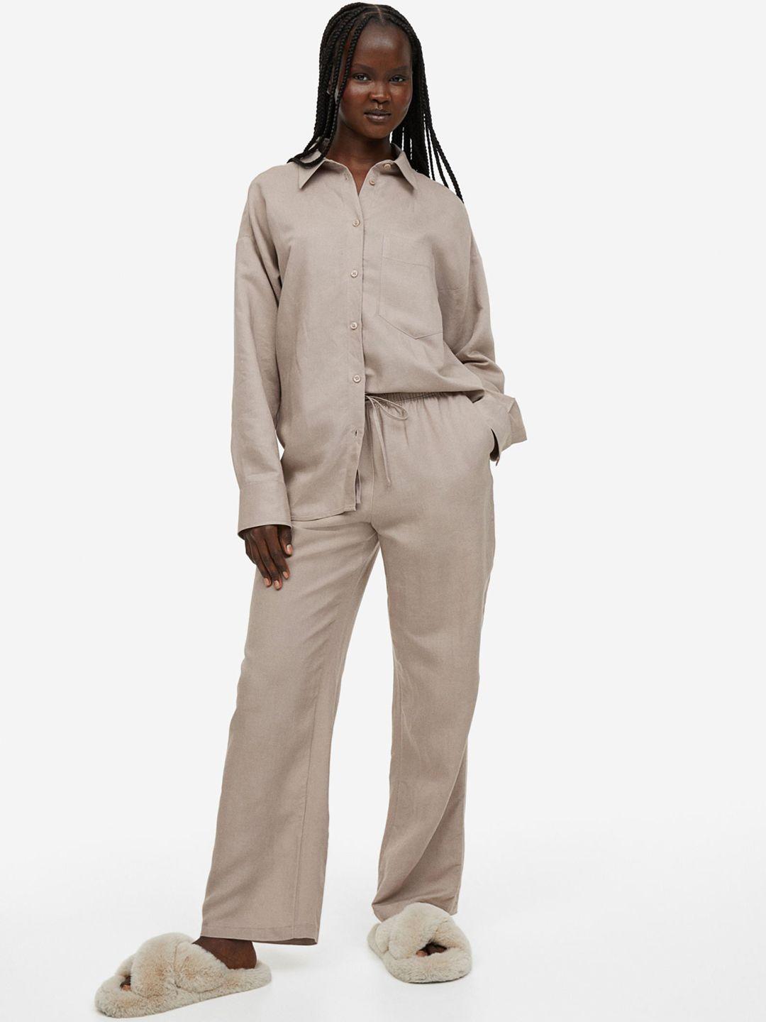 h&m linen-blend trousers
