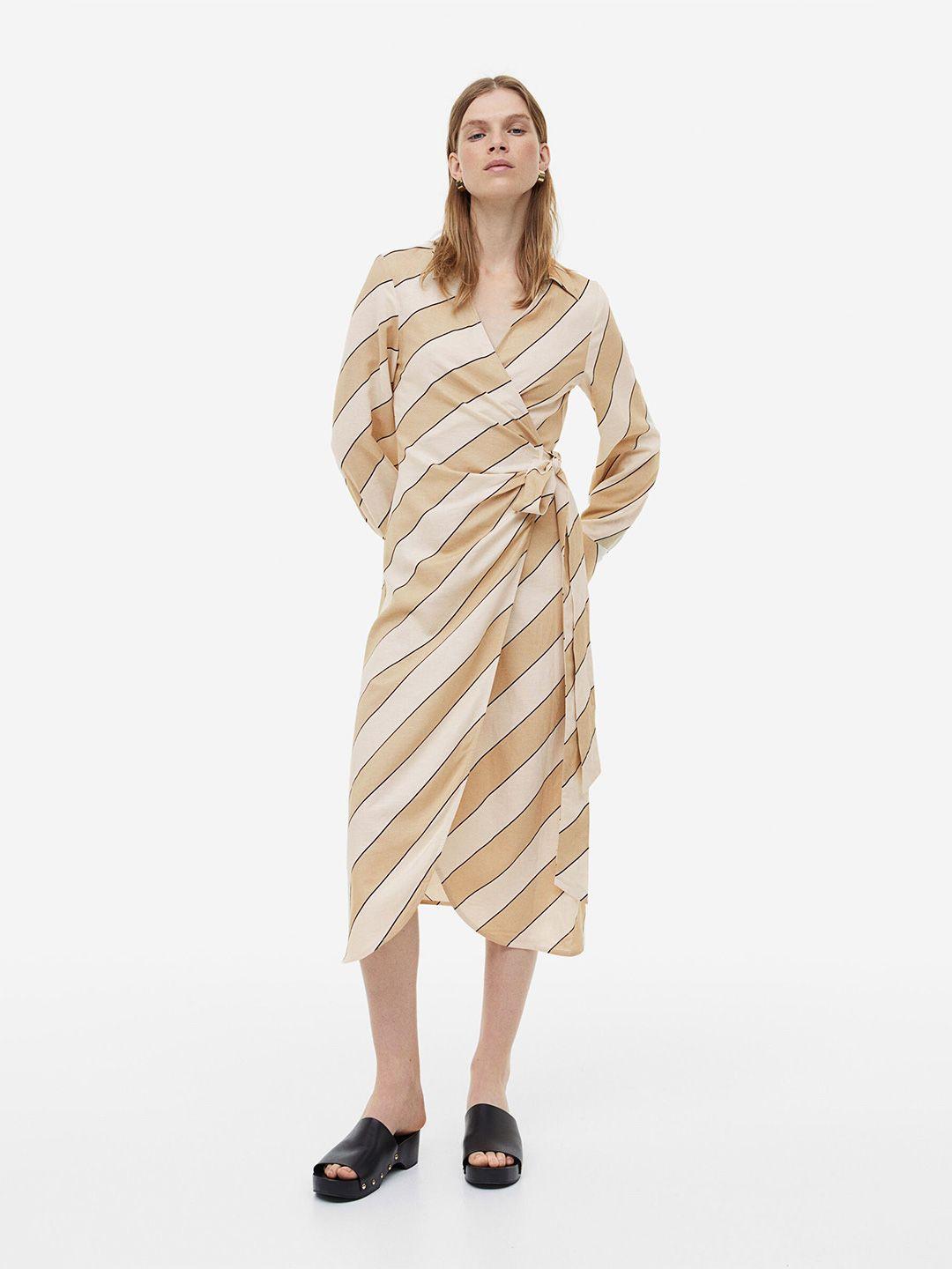 h&m linen-blend wrap dress