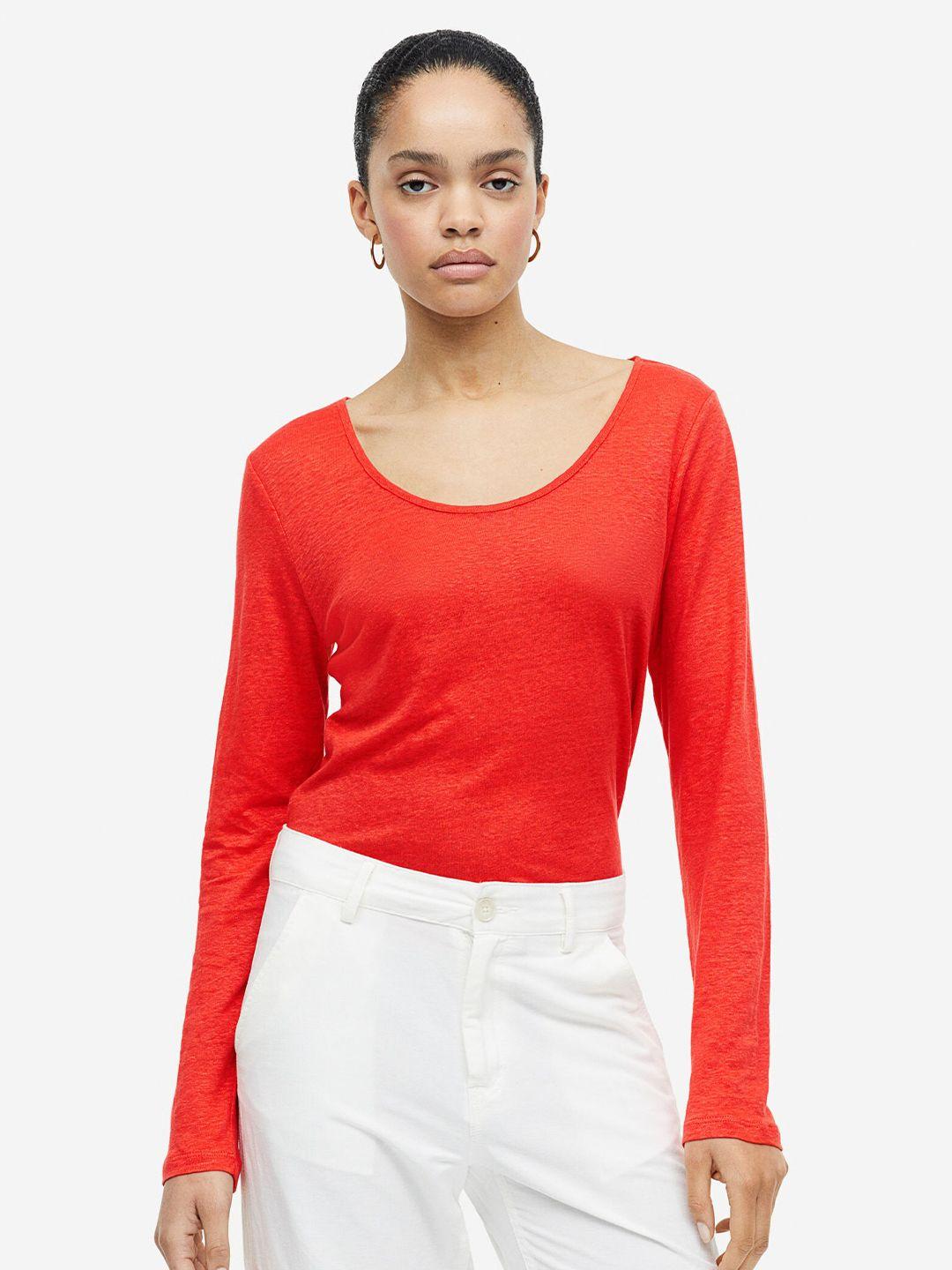 h&m linen jersey top