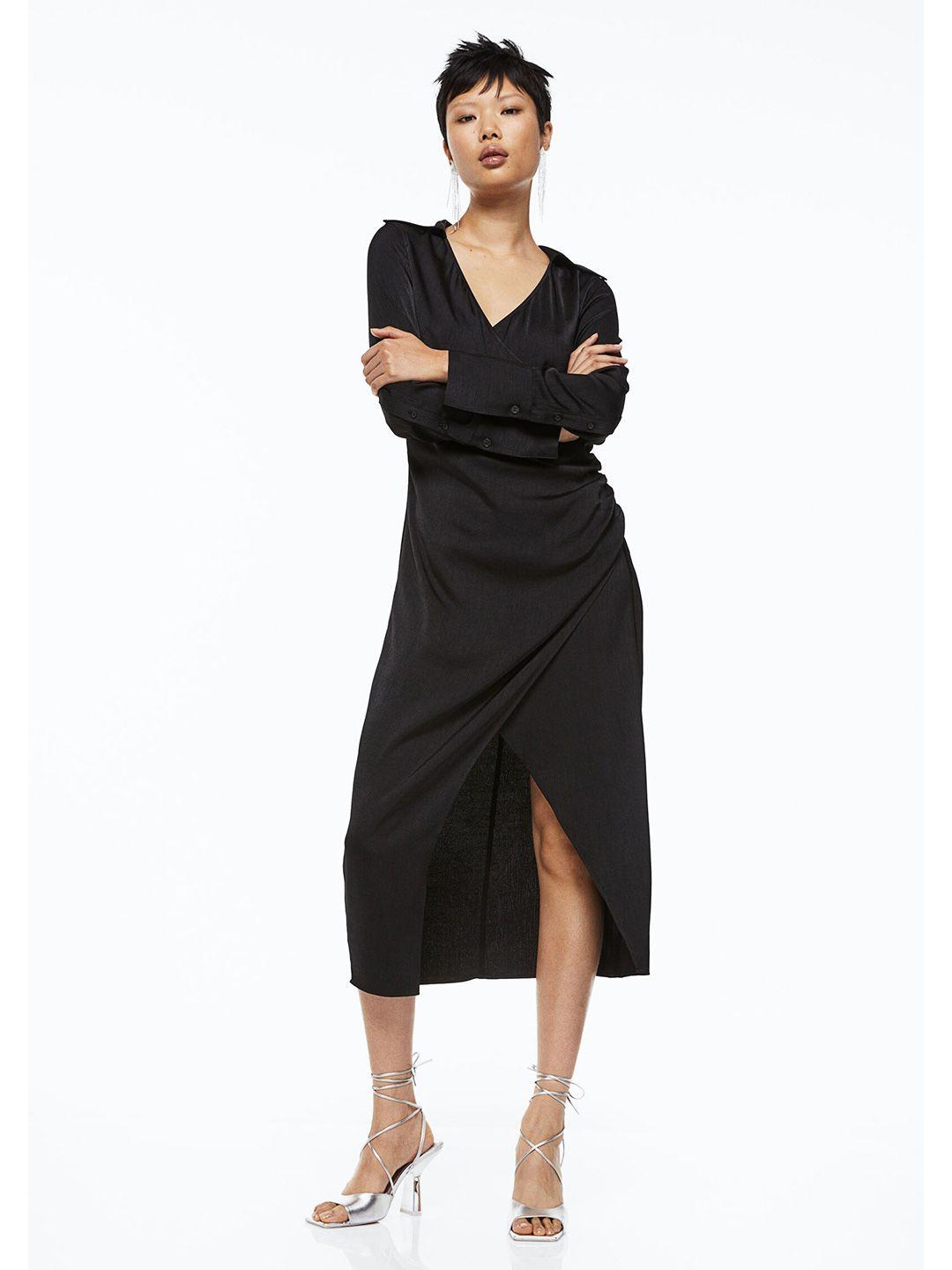 h&m long wrapover dress