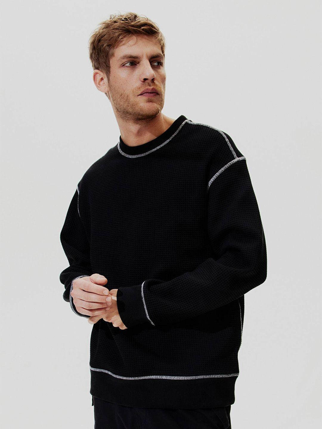 h&m loose fit waffled sweatshirt