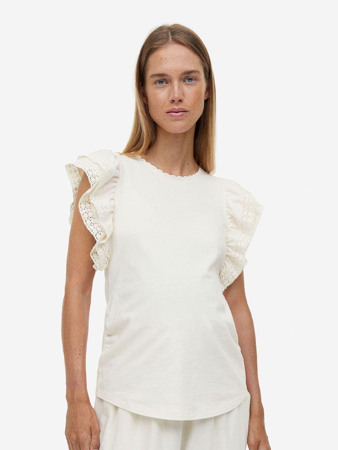 h&m mama flutter-sleeved cotton top