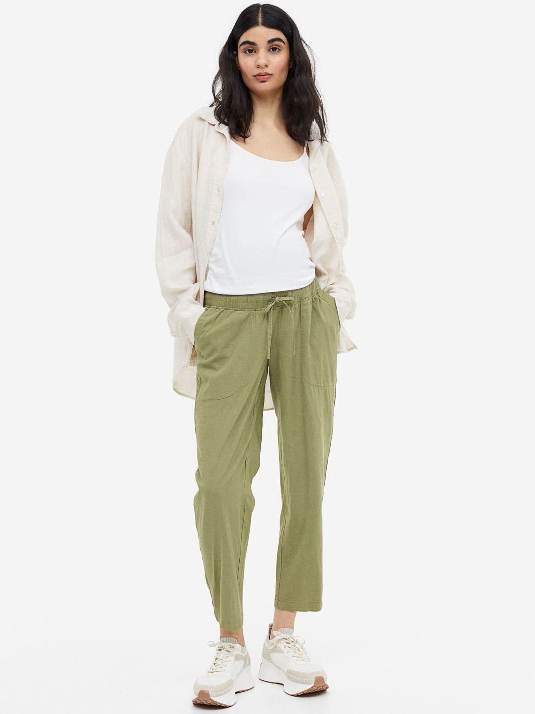 h&m mama linen-blend trousers