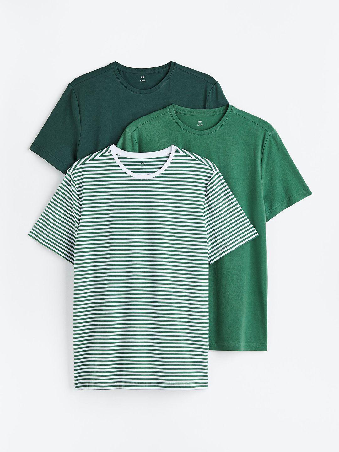 h&m men 3-pack slim fit t-shirts