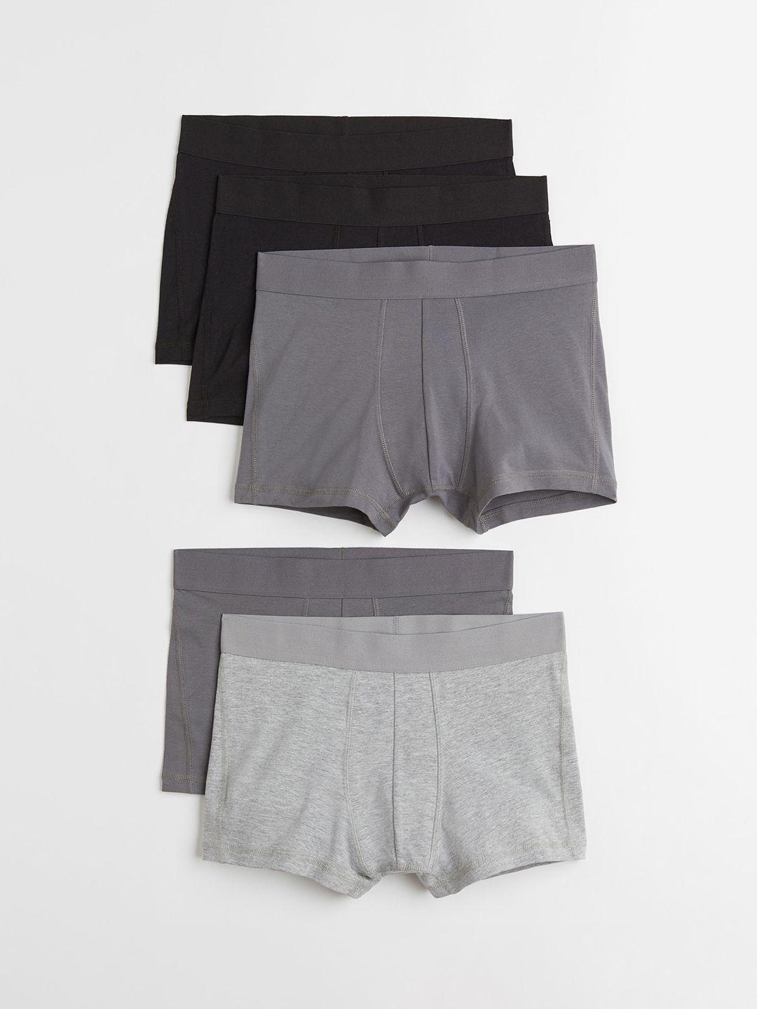 h&m men black & grey 5 pack short trunks