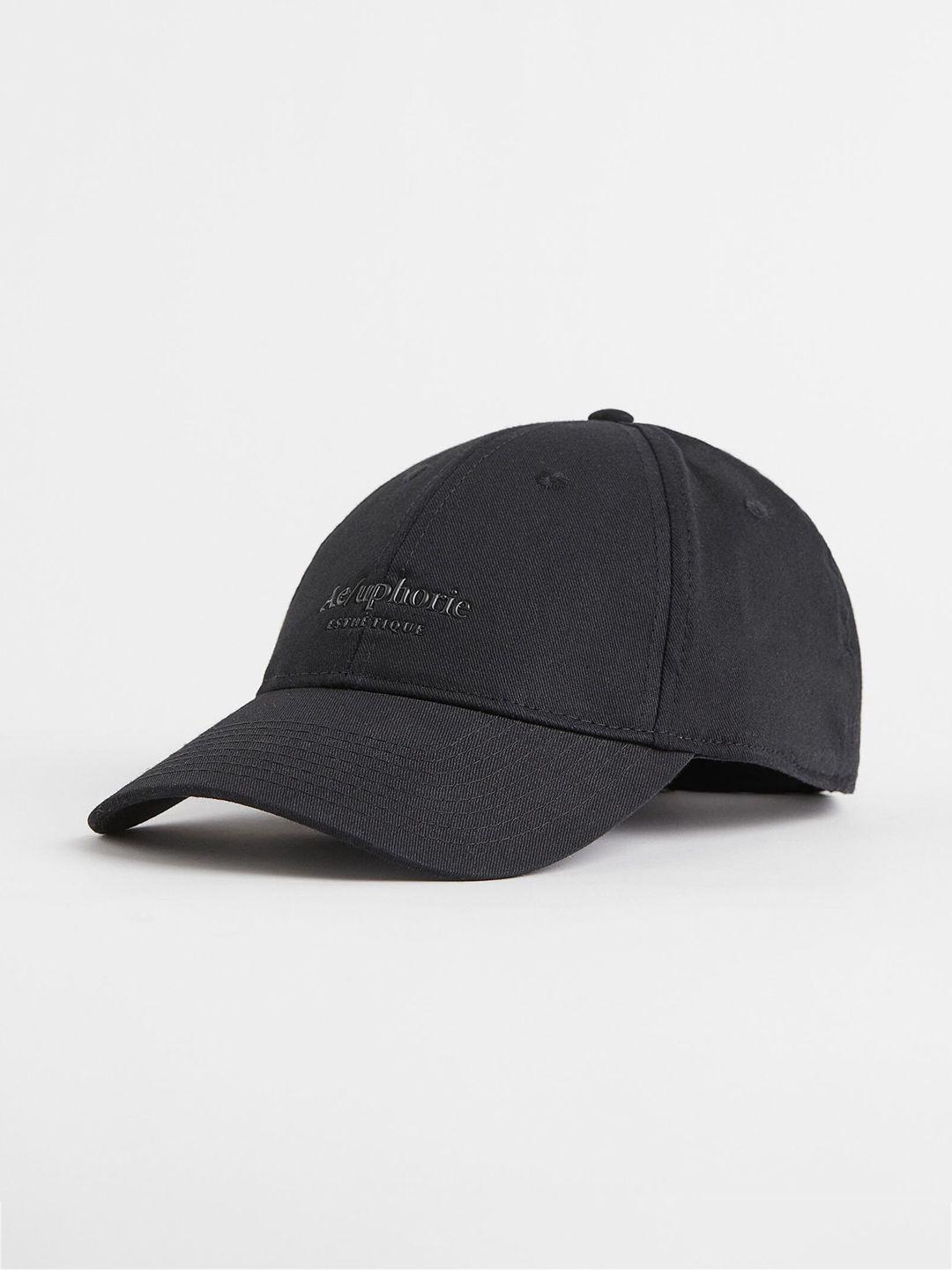 h&m men black cotton twill cap