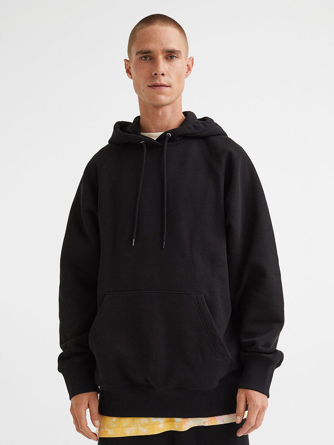 h&m men black oversized fit hoodie