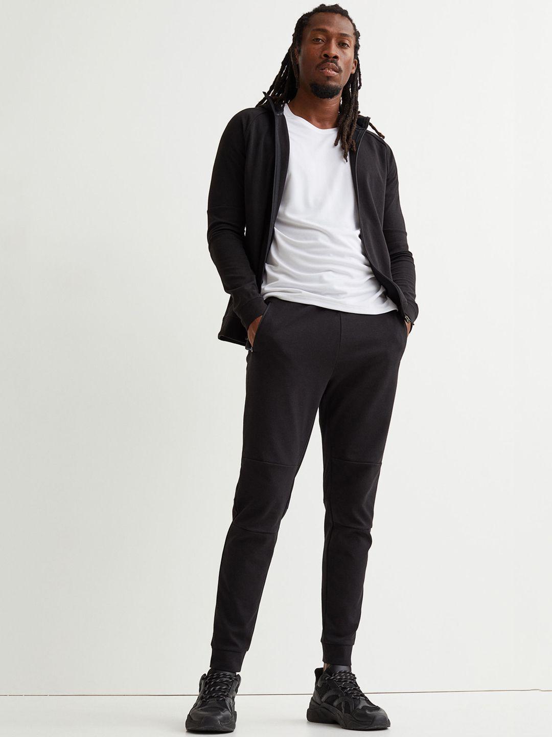 h&m men black slim fit sports joggers