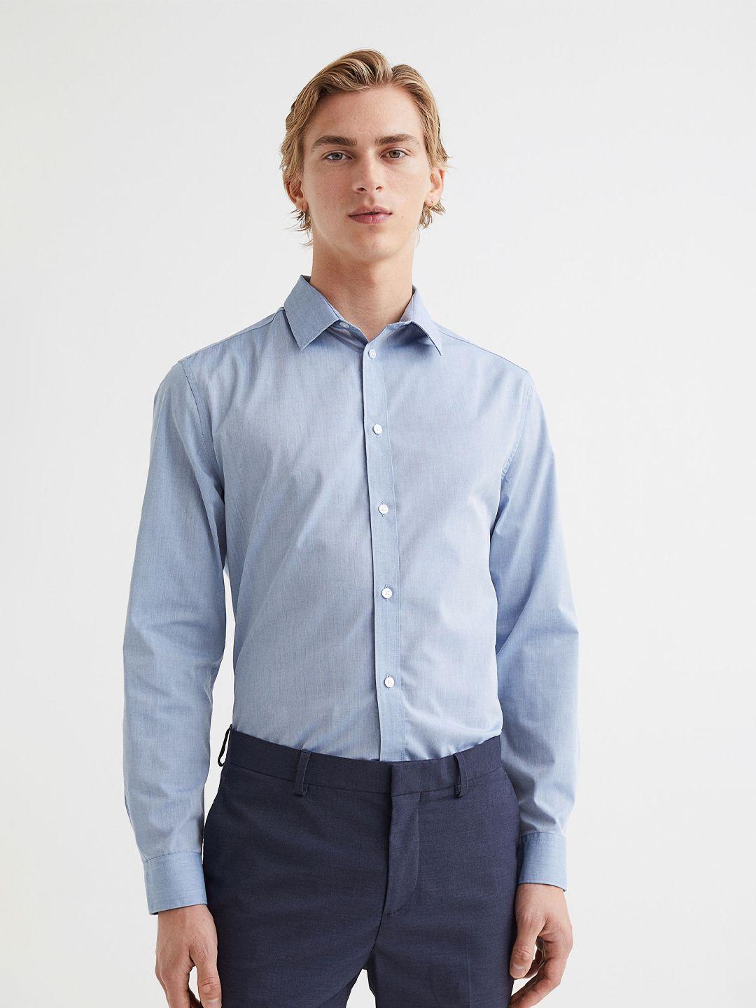h&m men blue slim fit casual shirt