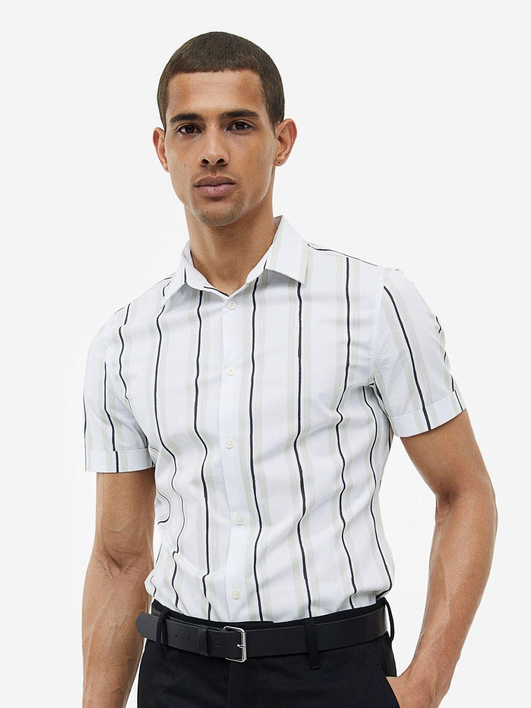 h&m men cotton shirt muscle fit