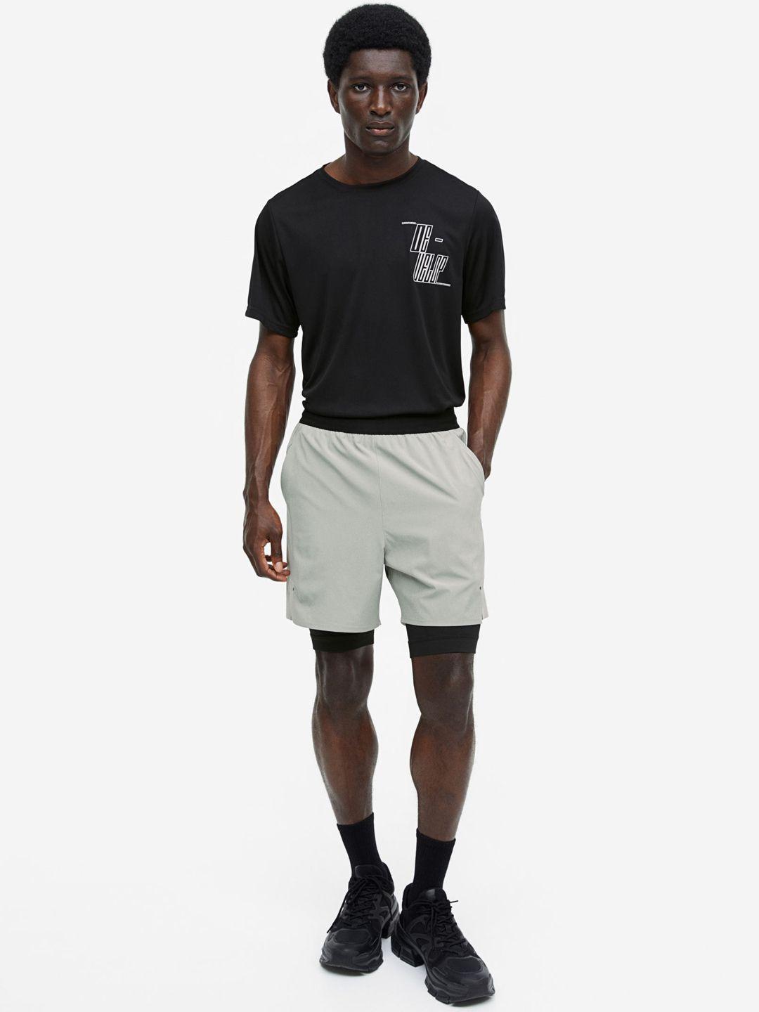 h&m men drymove double-layered sports shorts
