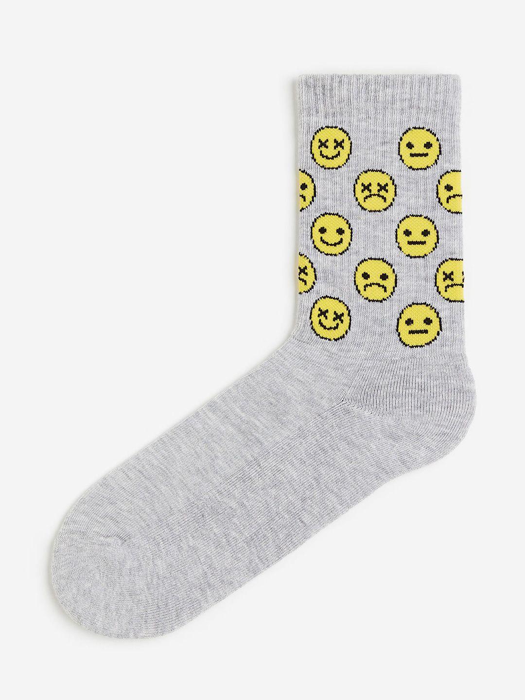h&m men emoji-patterned above ankle-length socks