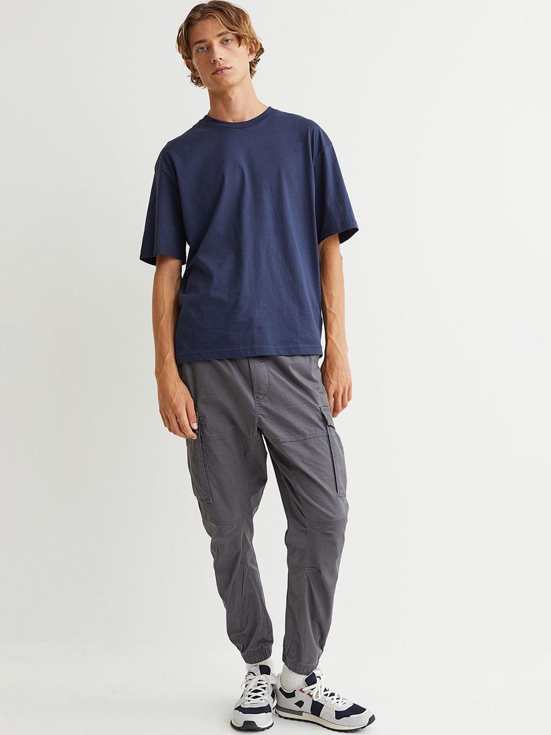 h&m men grey cargo joggers