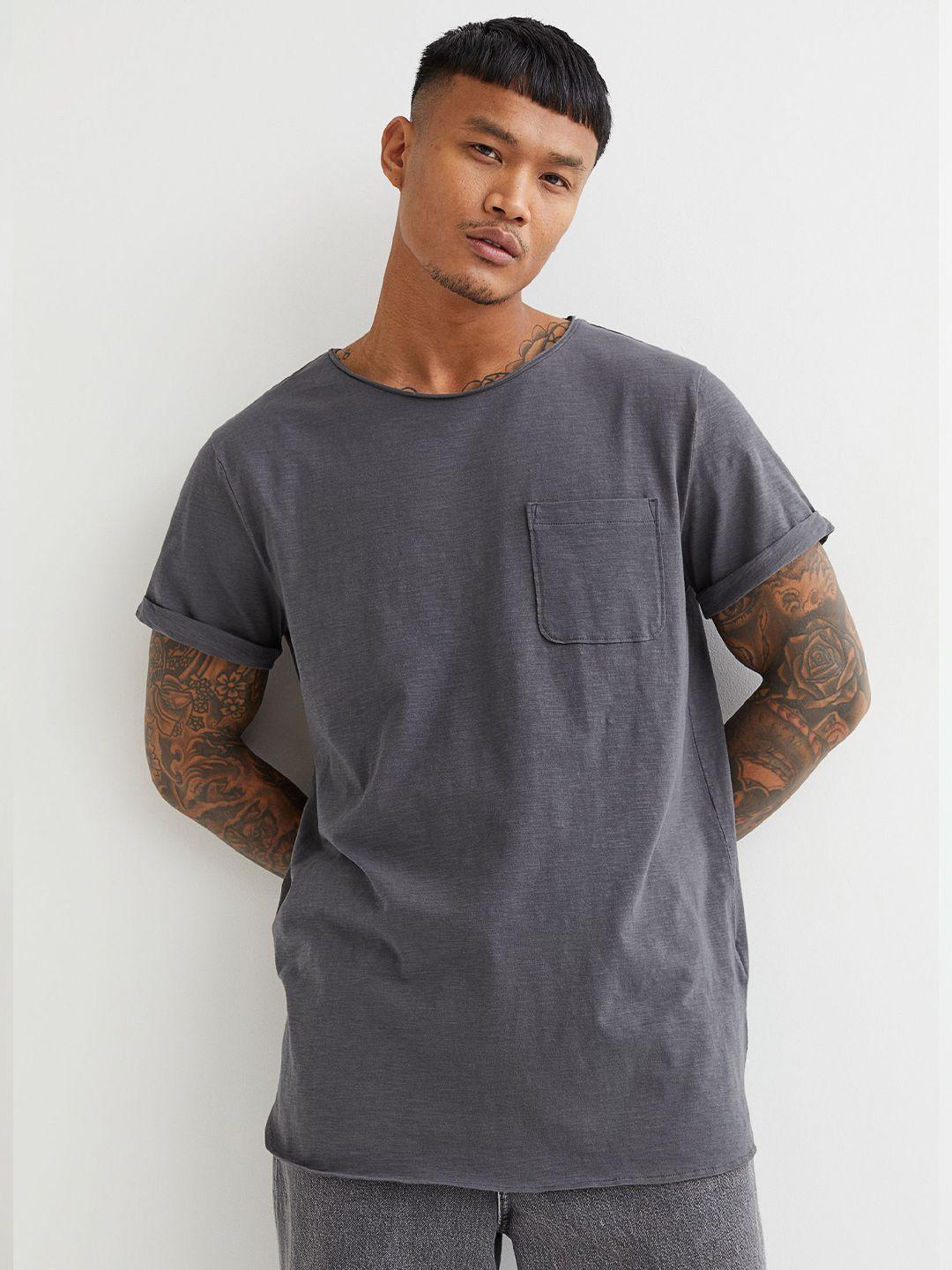 h&m men grey long t-shirt