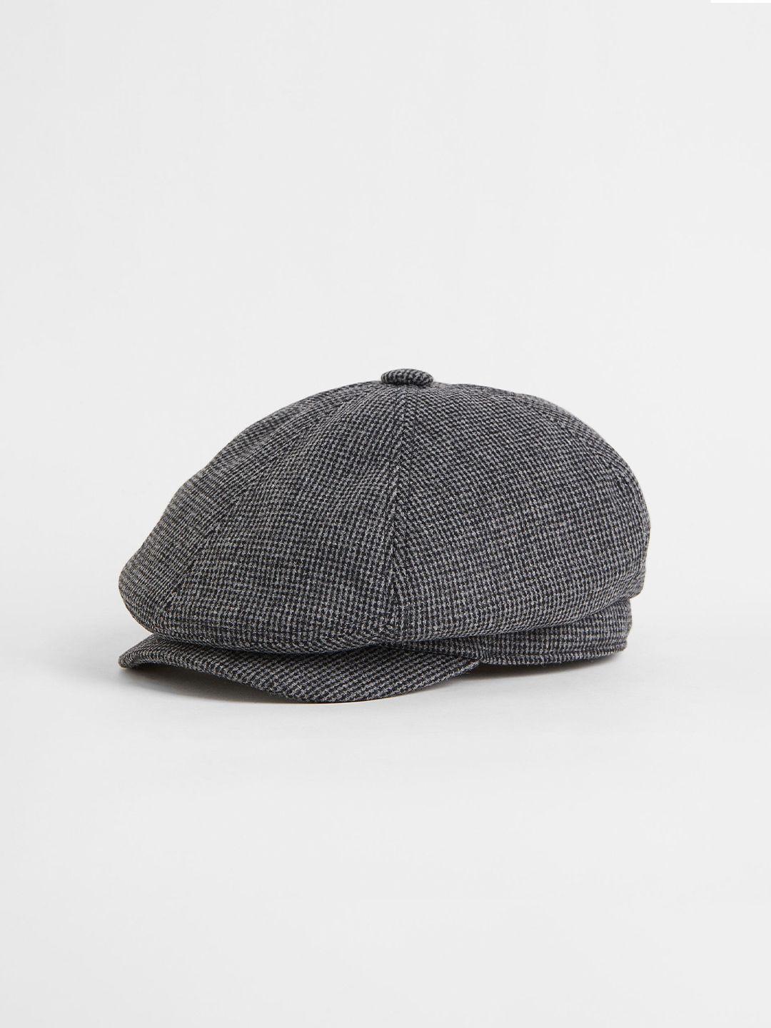 h&m men grey self design wool-blend flat cap