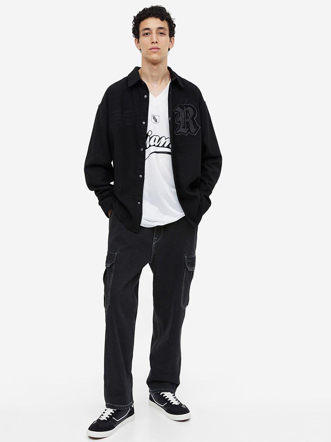 h&m men loose cargo denim joggers