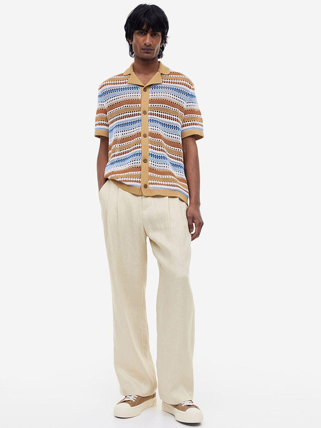 h&m men loose fit linen trousers