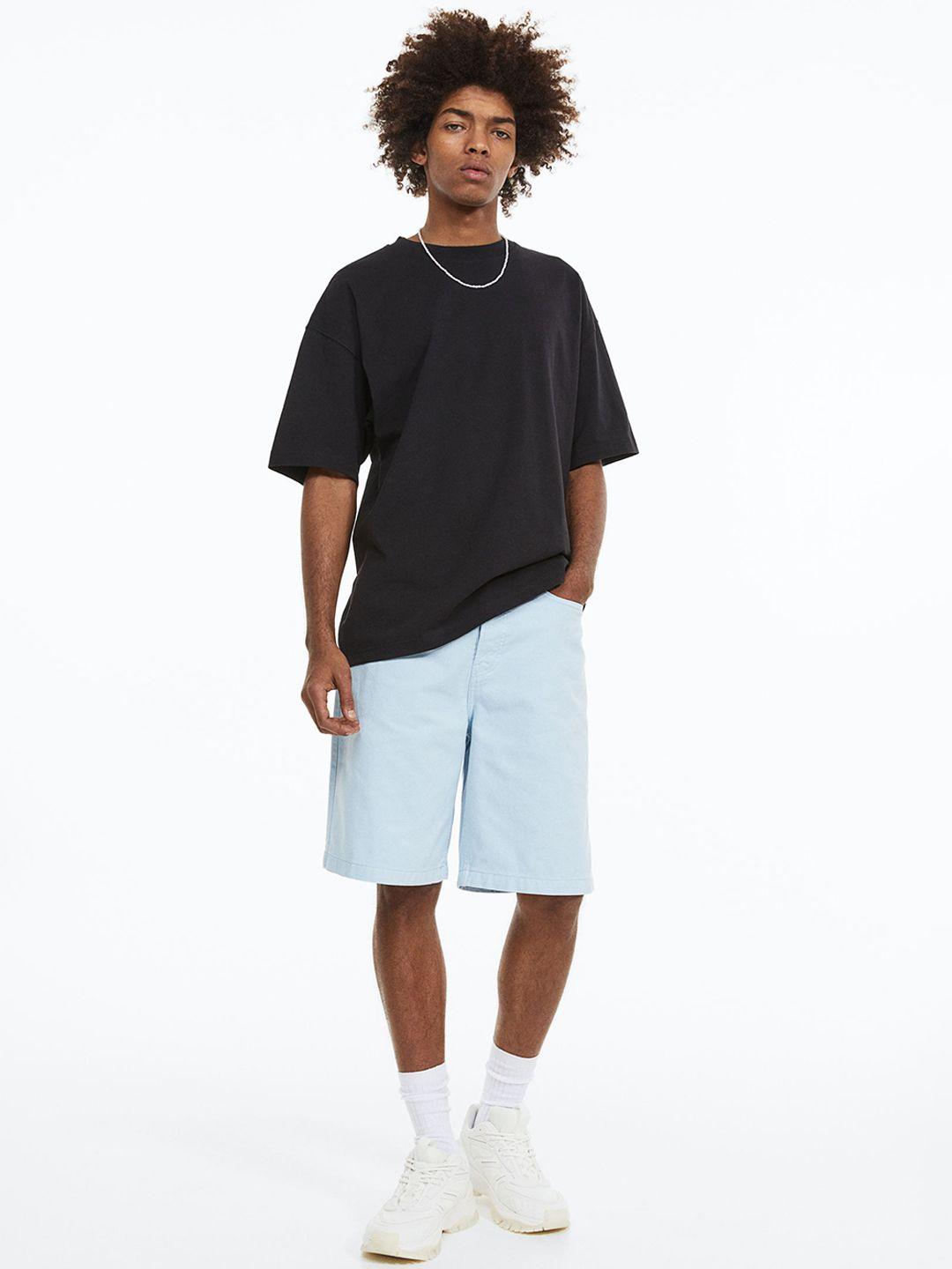 h&m men loose fit twill shorts