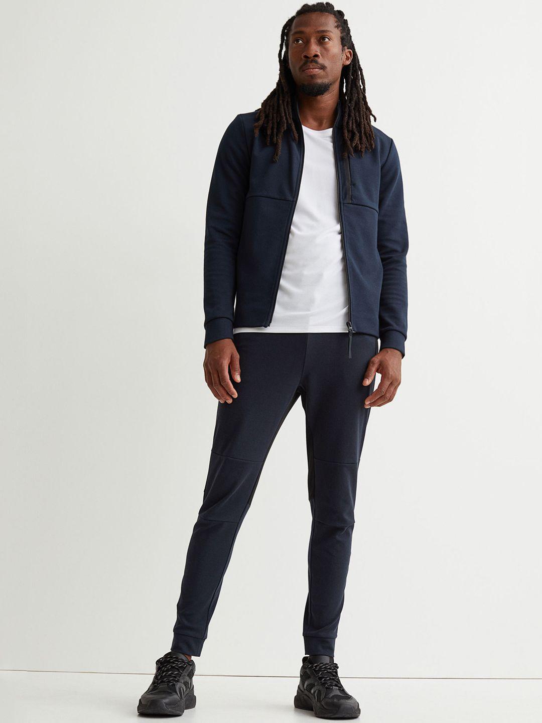 h&m men navy blue slim fit sports joggers