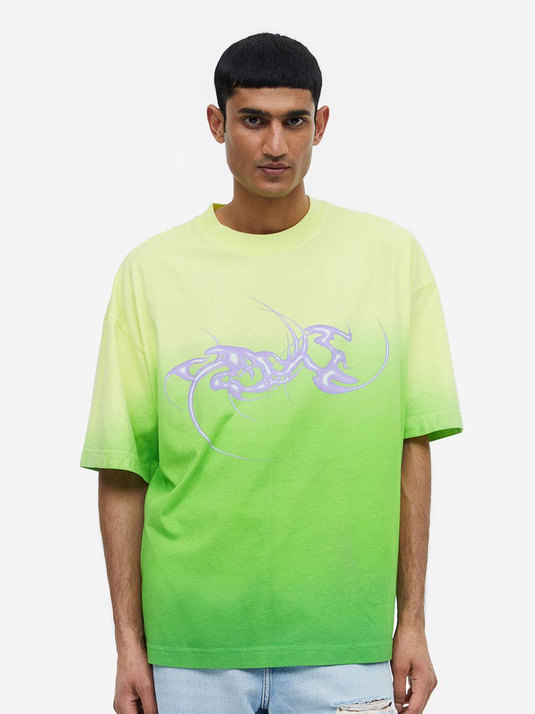 h&m men oversized fit printed t-shirt