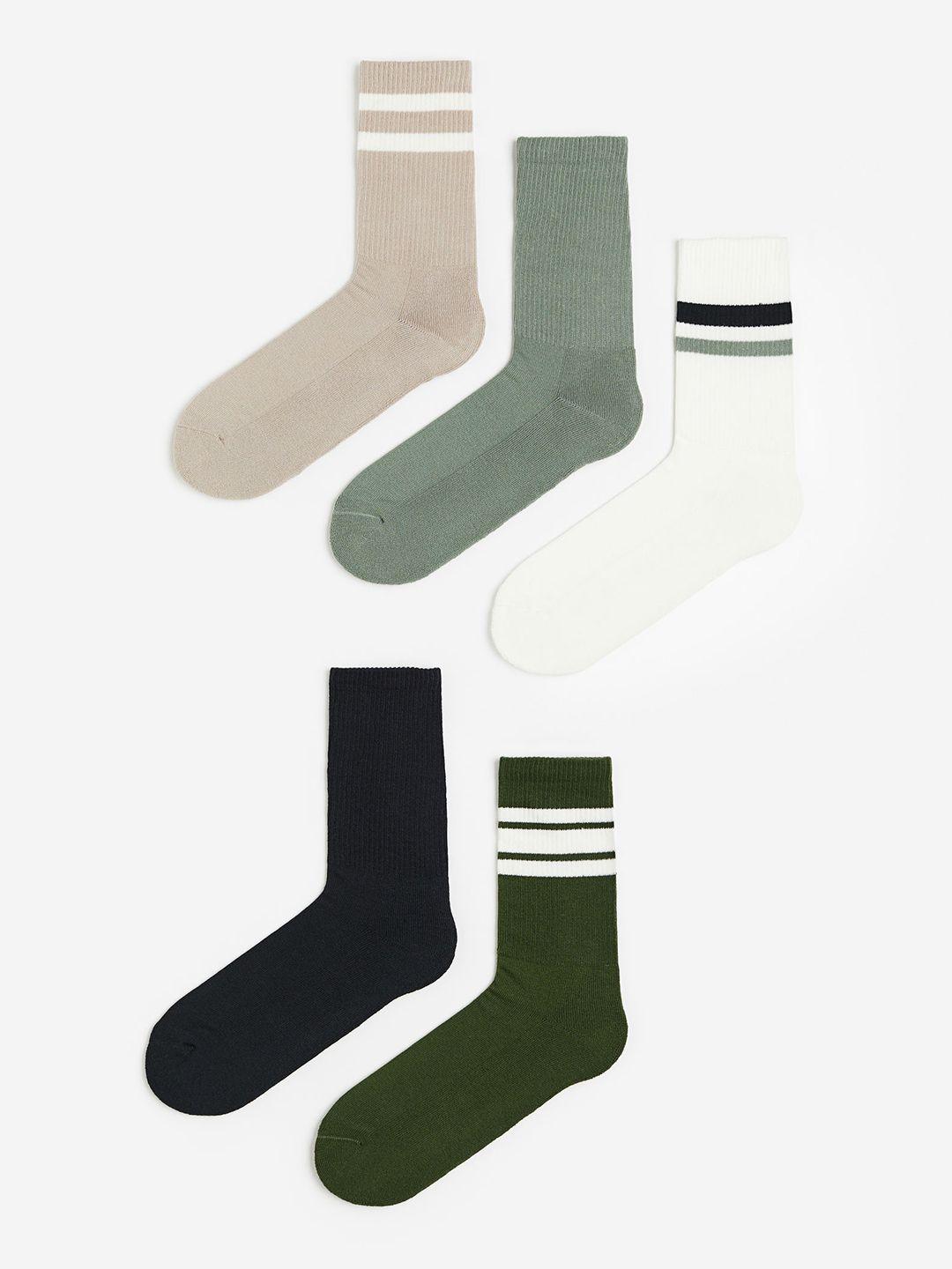 h&m men pack of 5 rib-knit calf-length socks