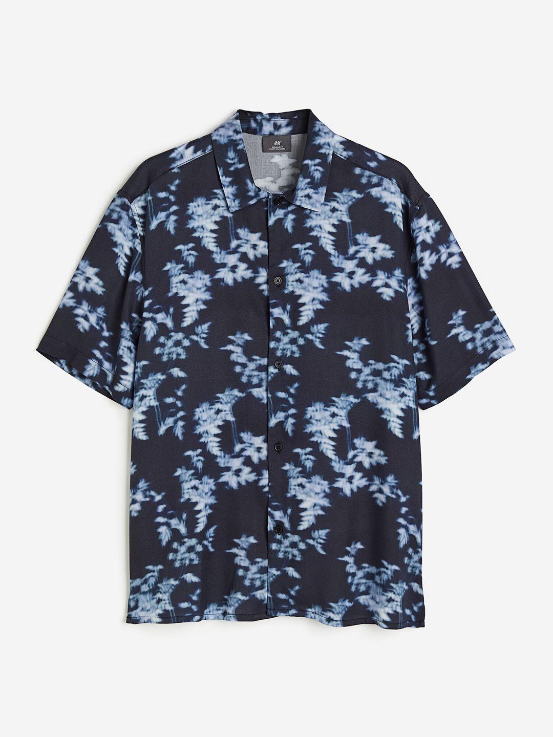 h&m men patterned lyocell shirt