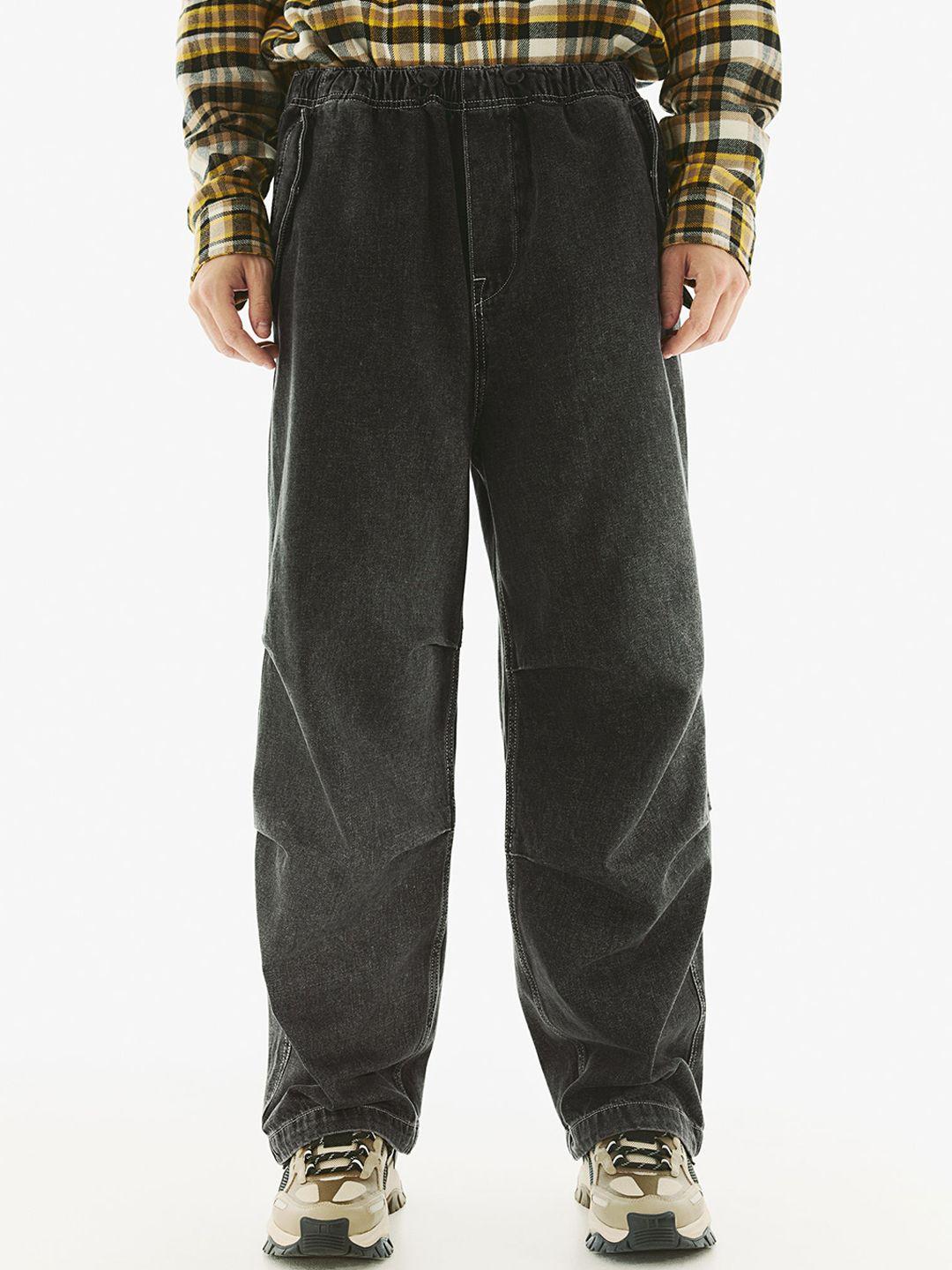 h&m men pure cotton loose-fit parachute trousers