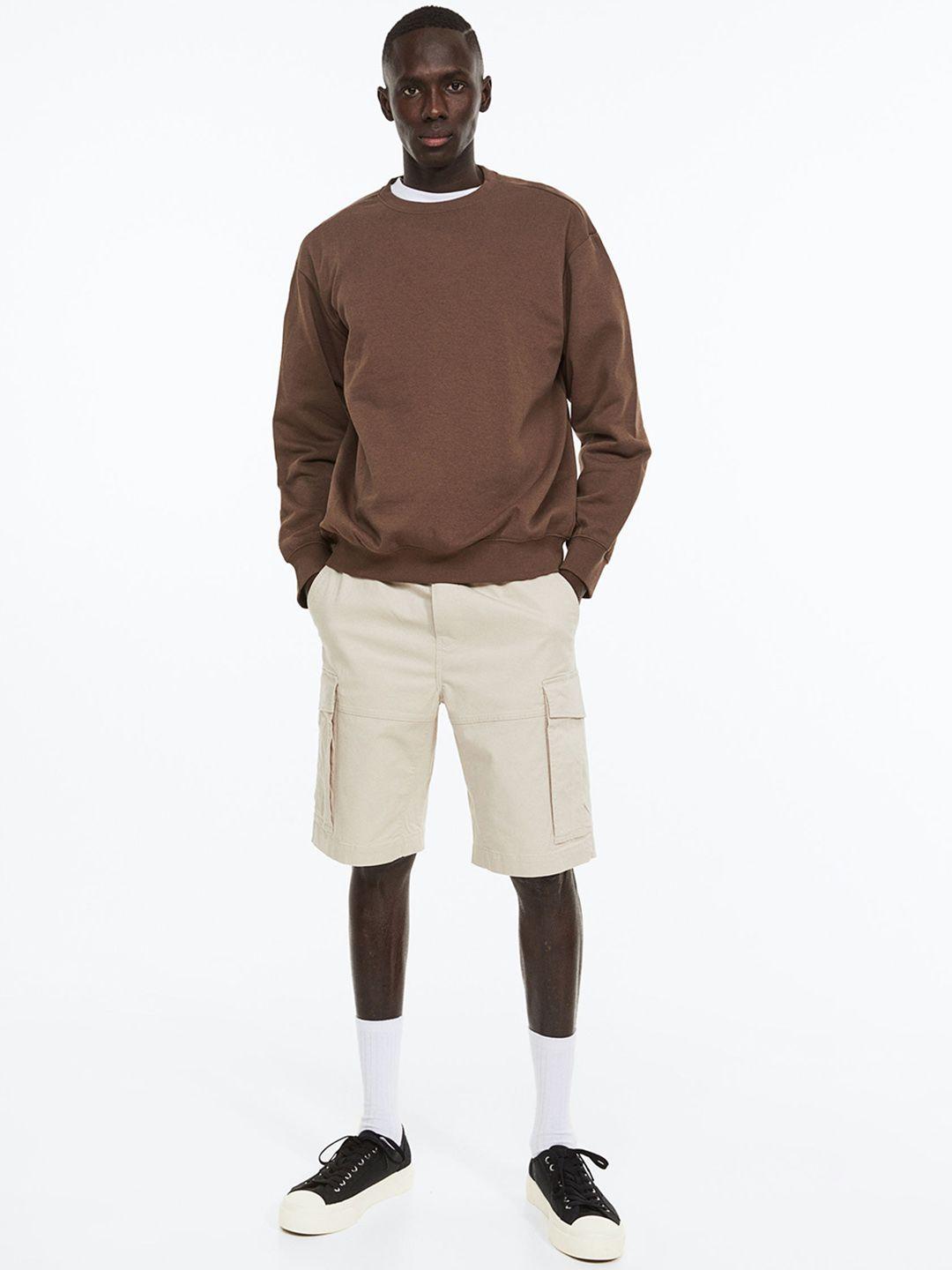 h&m men regular fit cotton cargo shorts