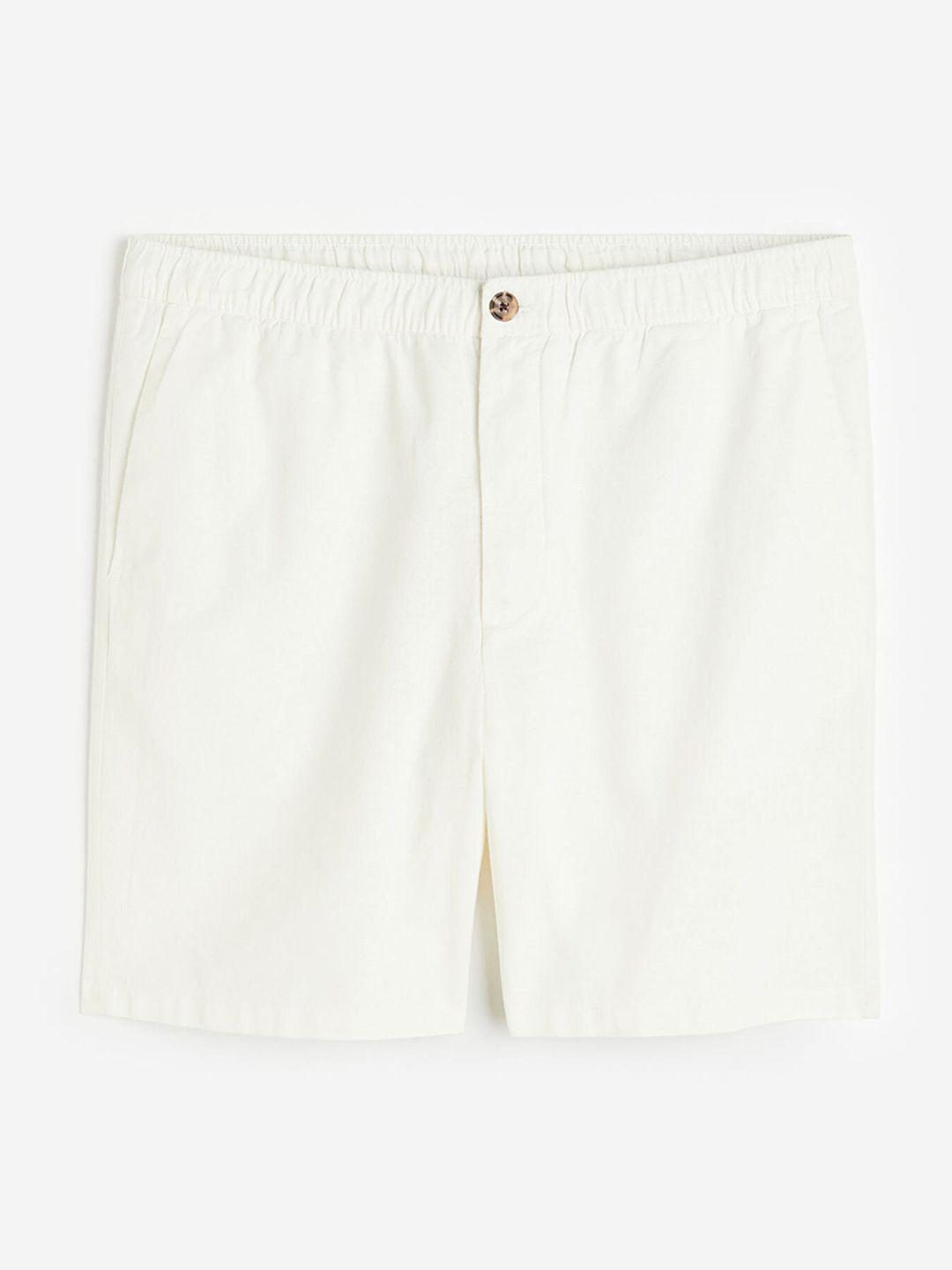 h&m men regular fit linen-blend shorts