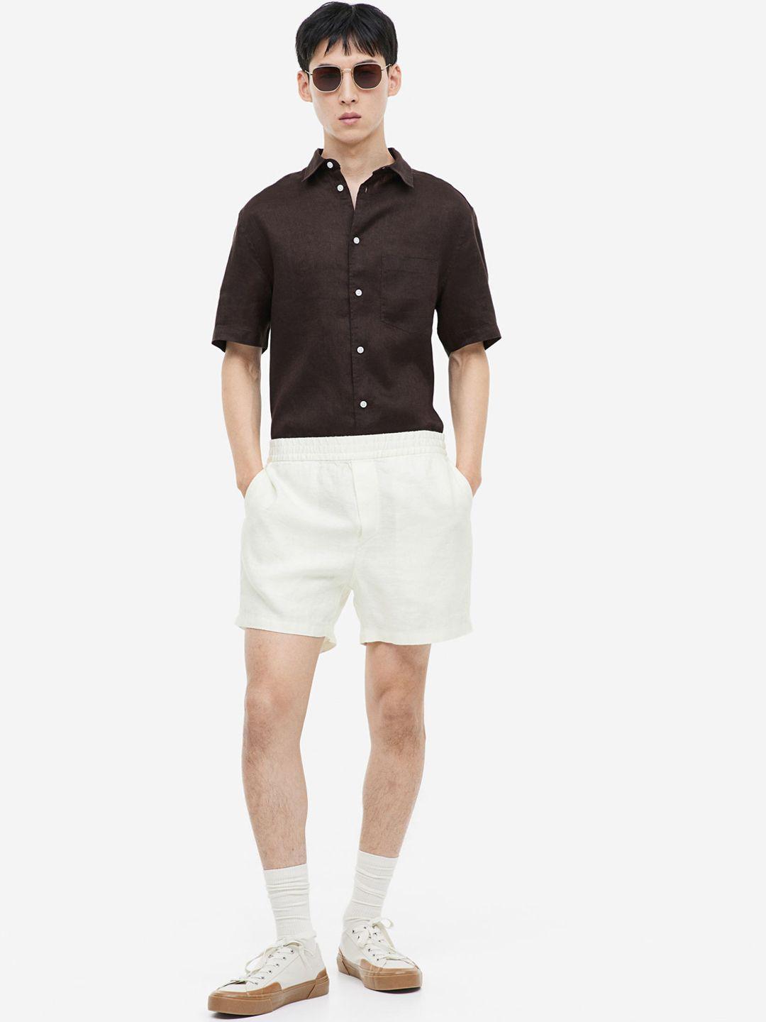 h&m men regular fit linen shorts