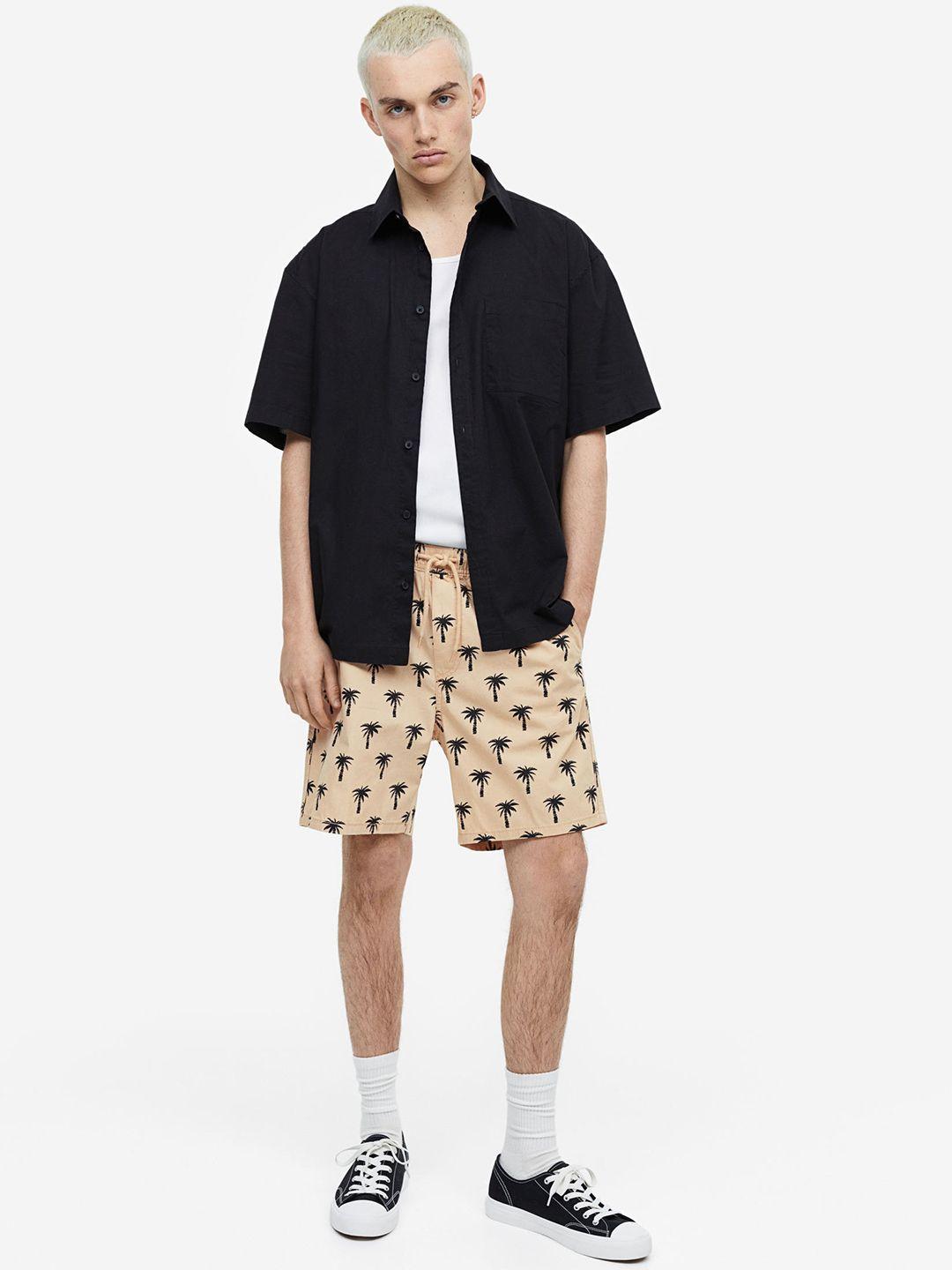 h&m men regular fit patterned shorts