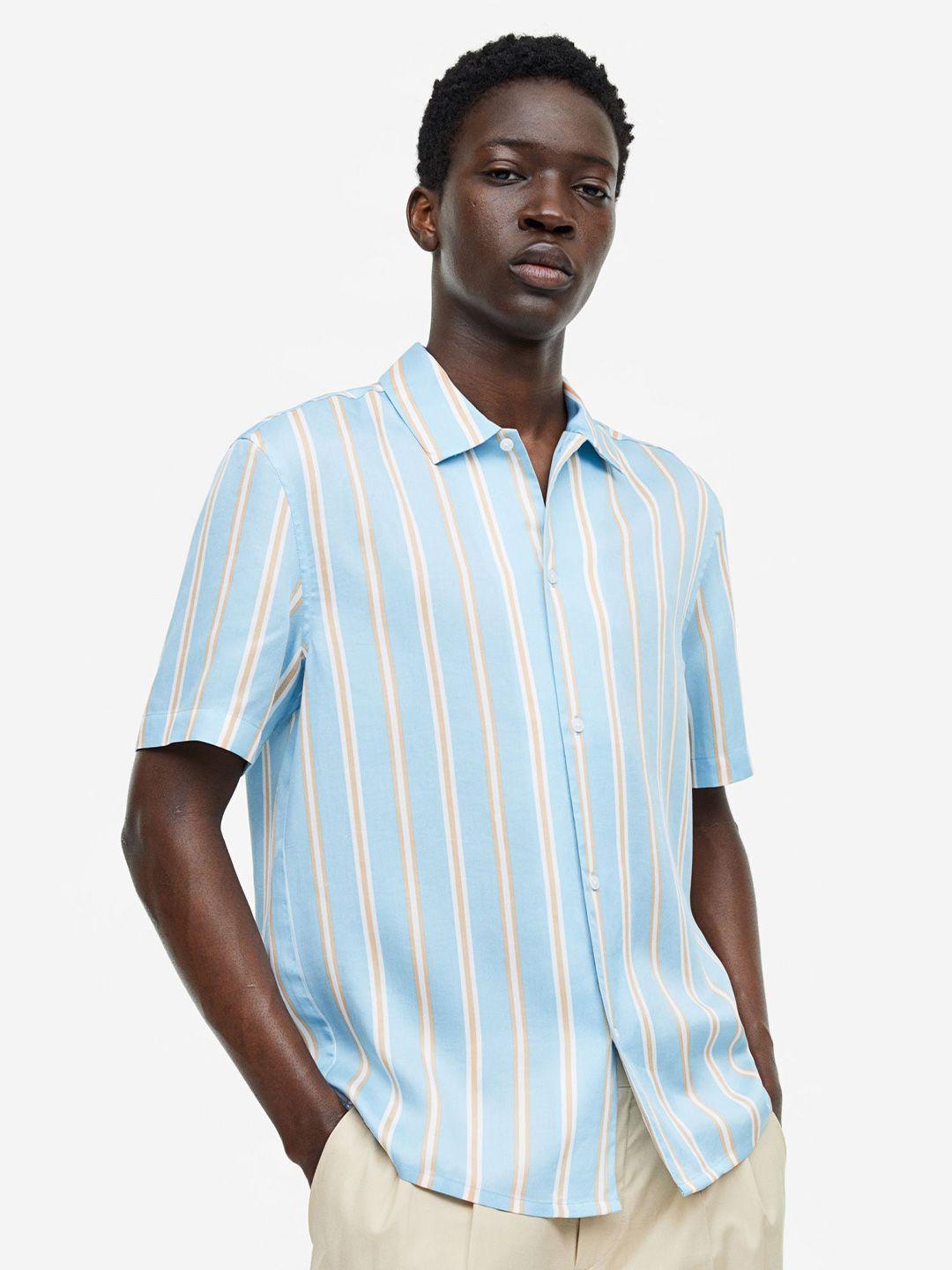 h&m men regular fit short-sleeved lyocell shirt