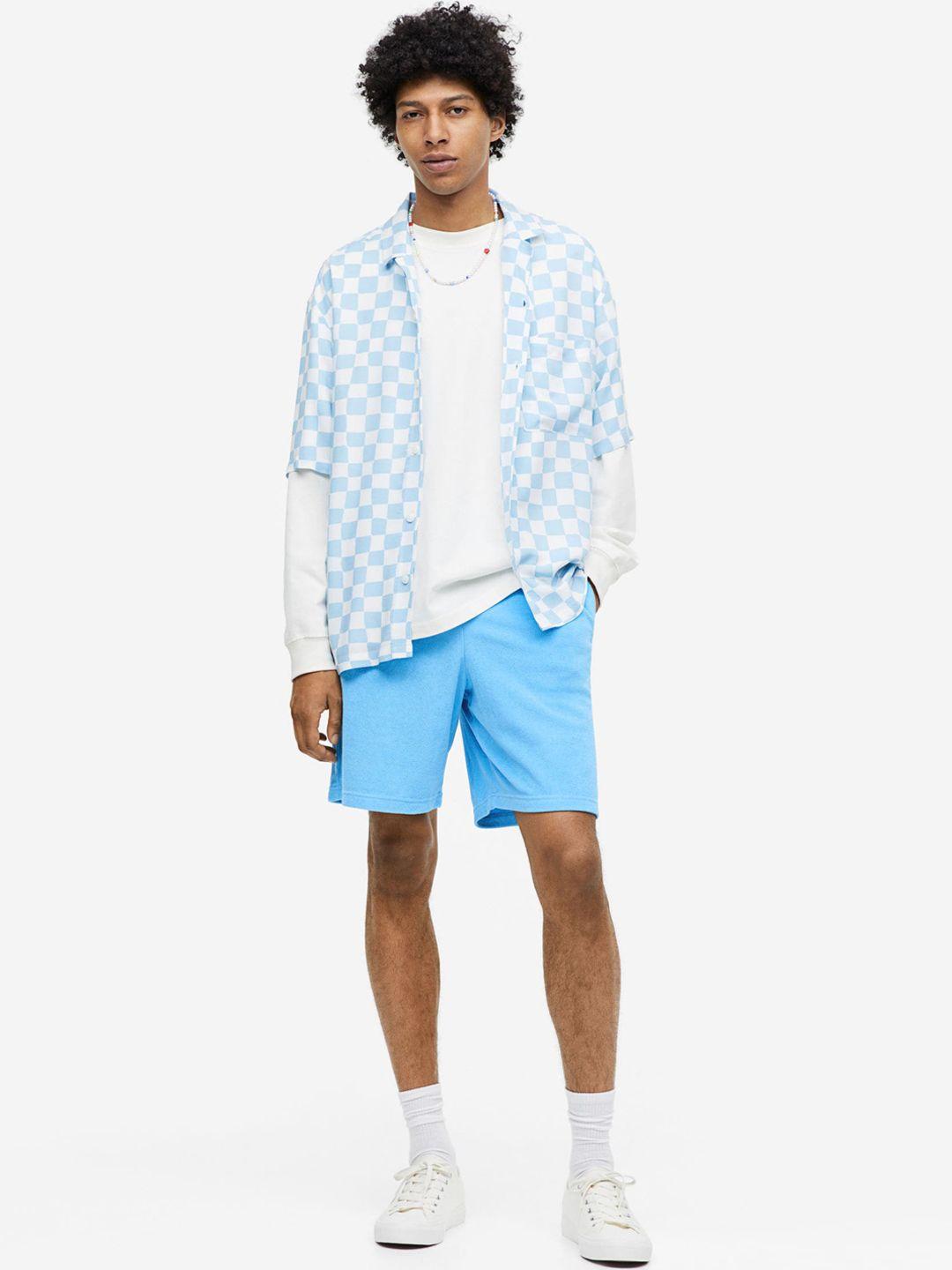 h&m men relaxed fit knee-length terry shorts