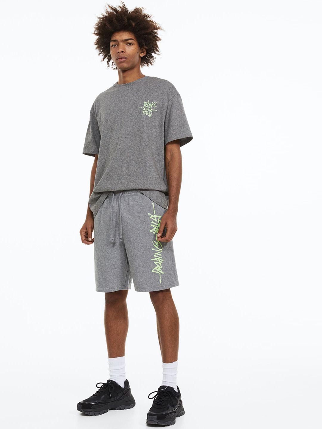 h&m men relaxed fit print sweatshorts