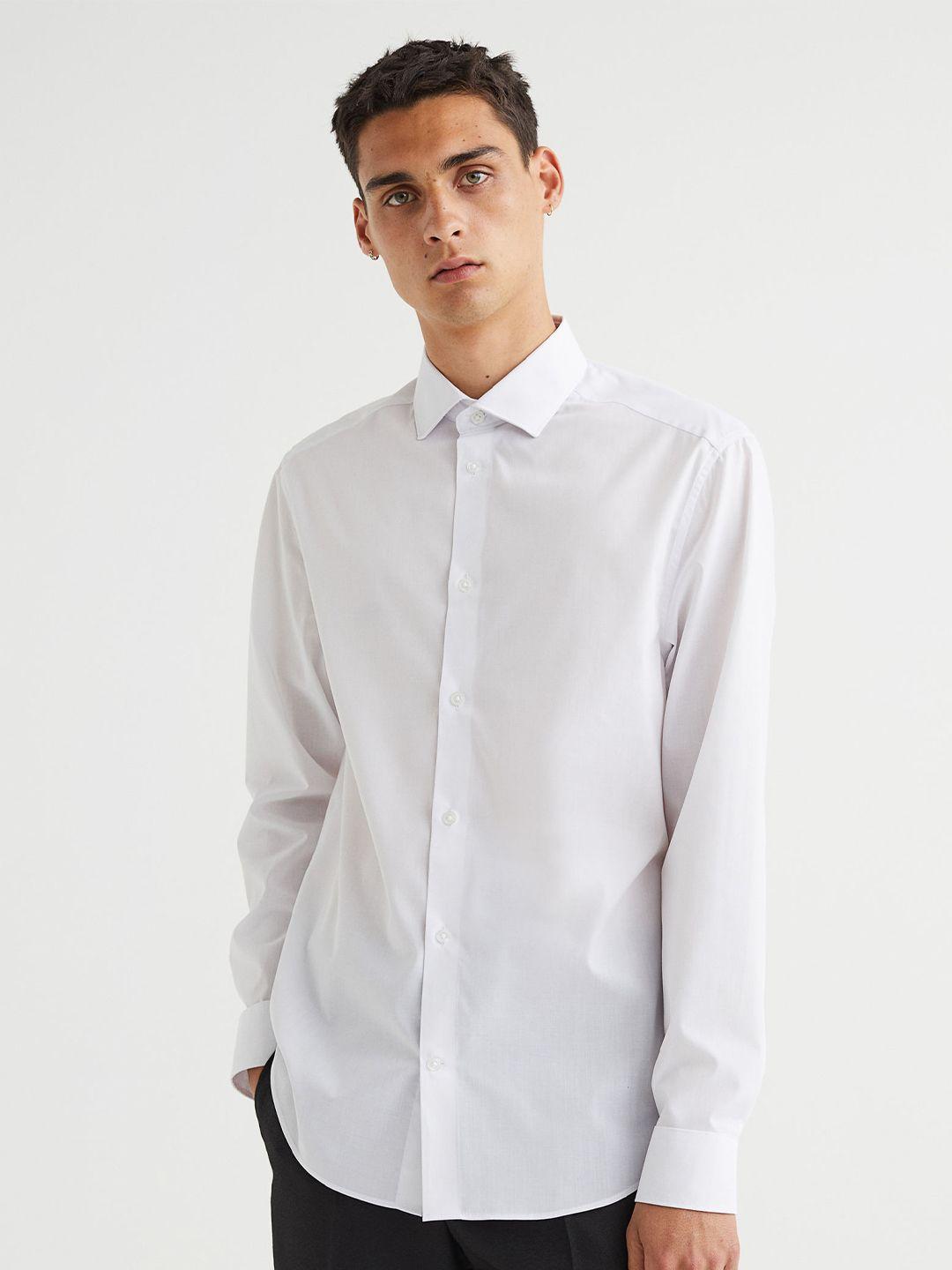 h&m men white coolmax regular fit shirt