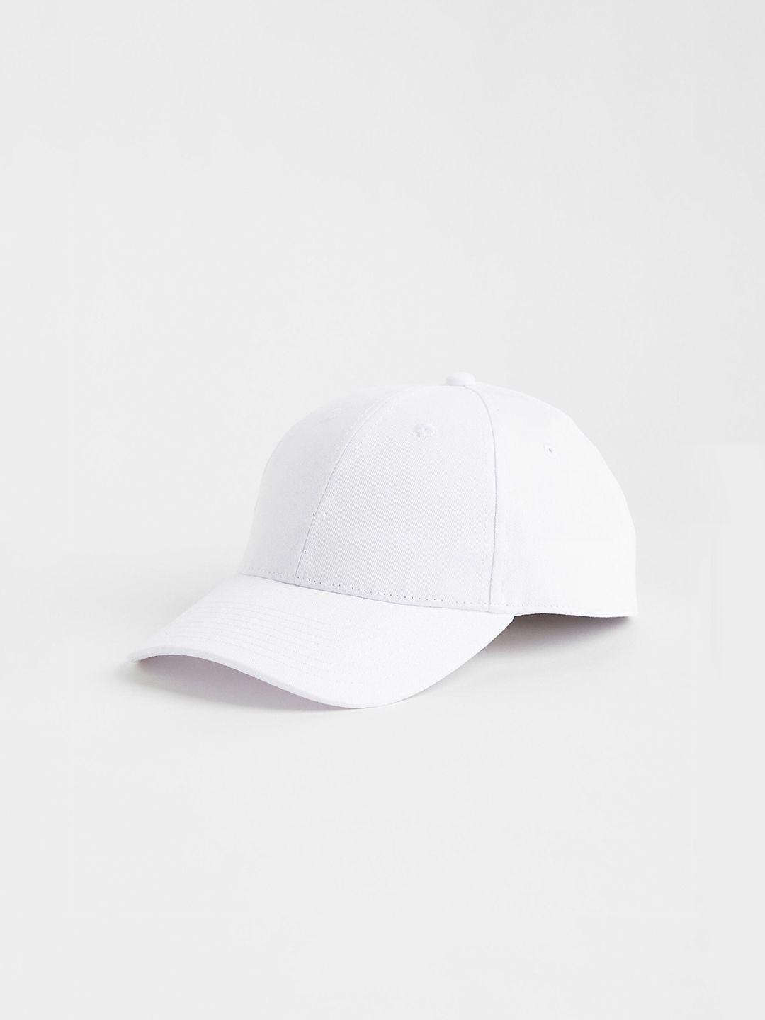 h&m men white solid cotton twill baseball cap