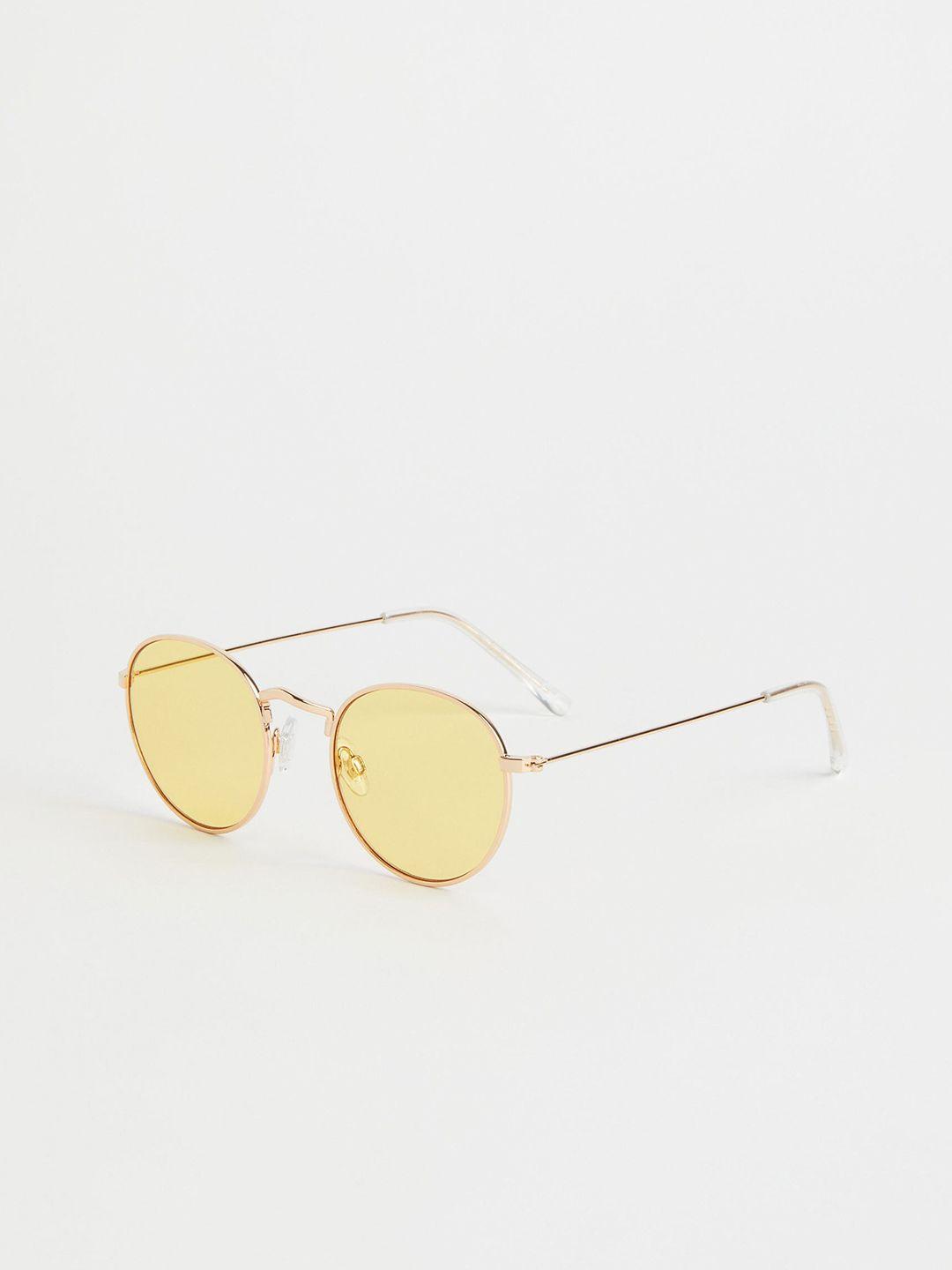 h&m men yellow & gold-toned round sunglasses