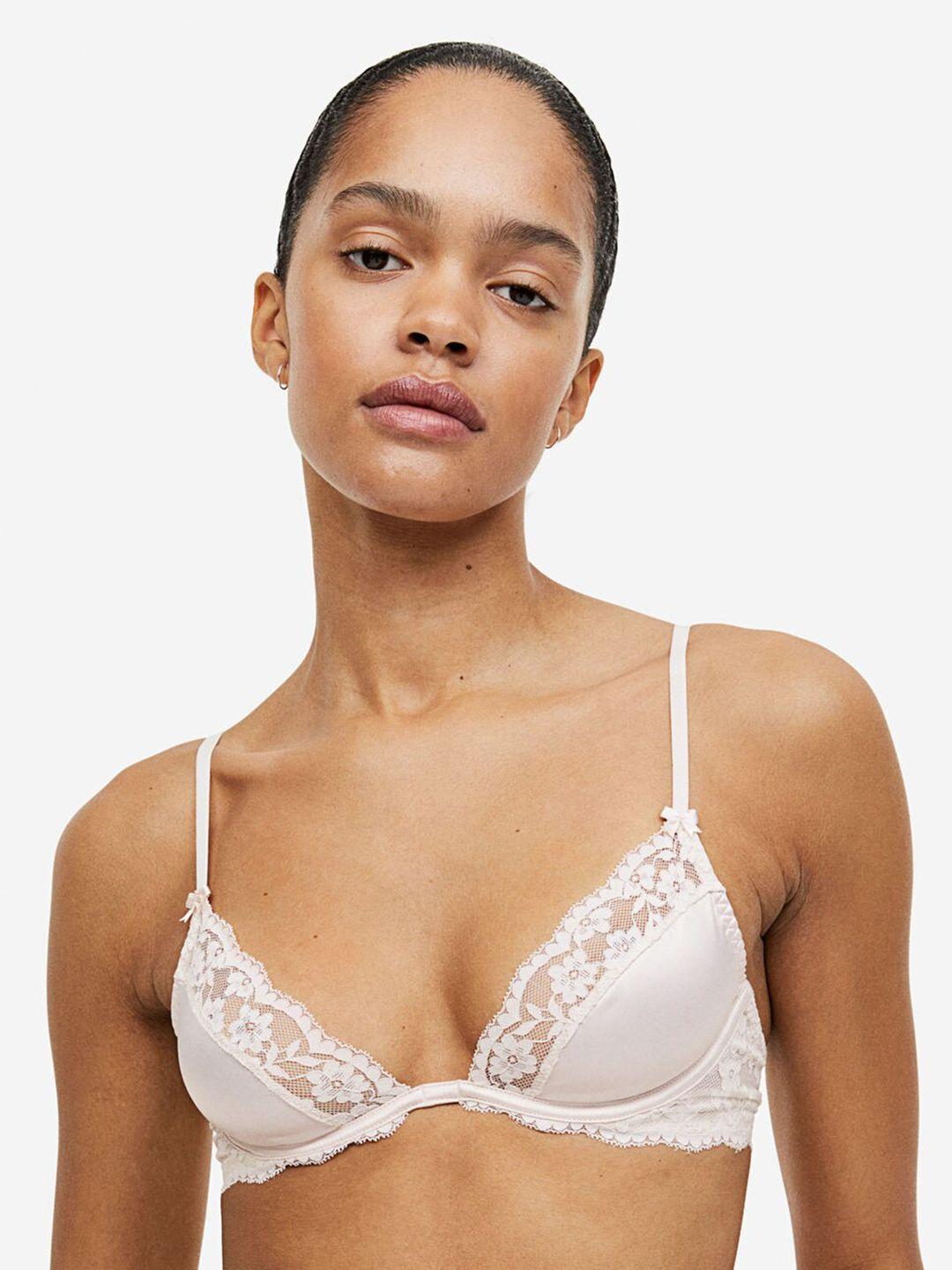 h&m non-padded underwired satin and lace bra