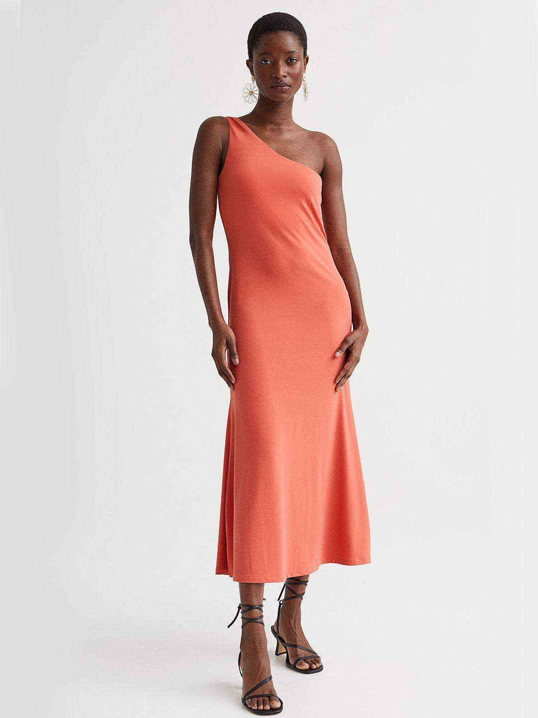 h&m orange one-shoulder dress