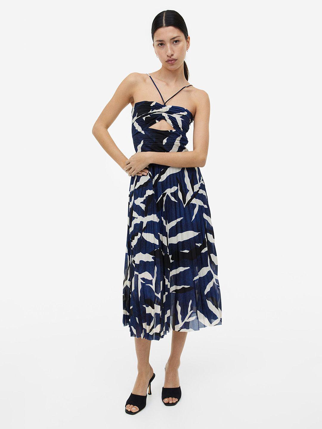 h&m pleated halterneck dress