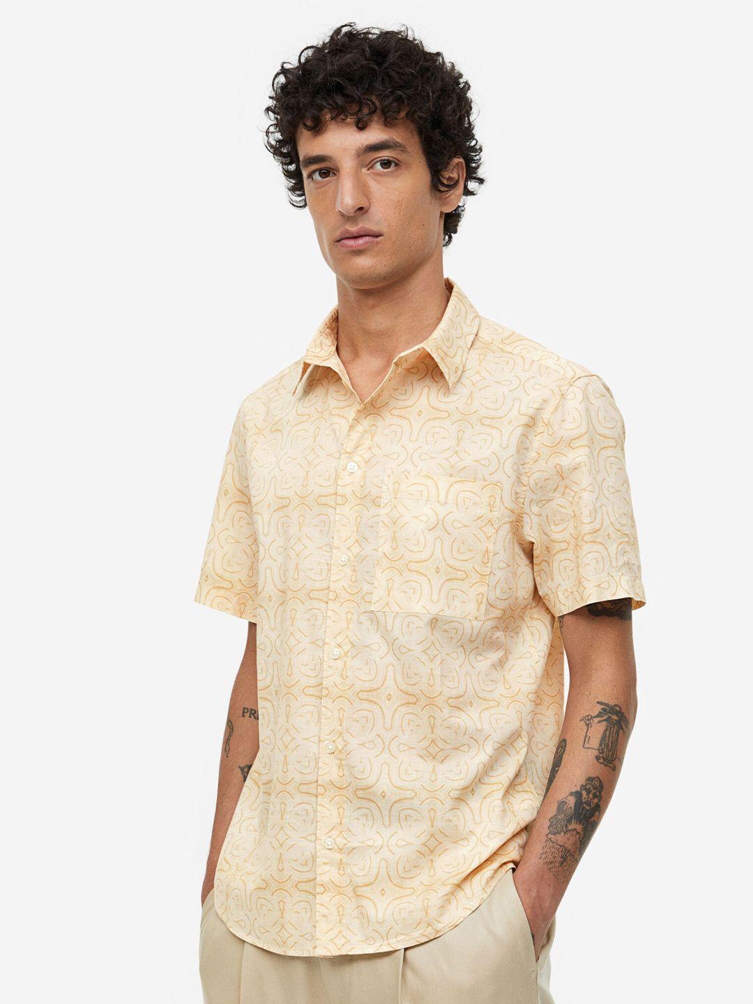 h&m printed cotton shirt regular fit