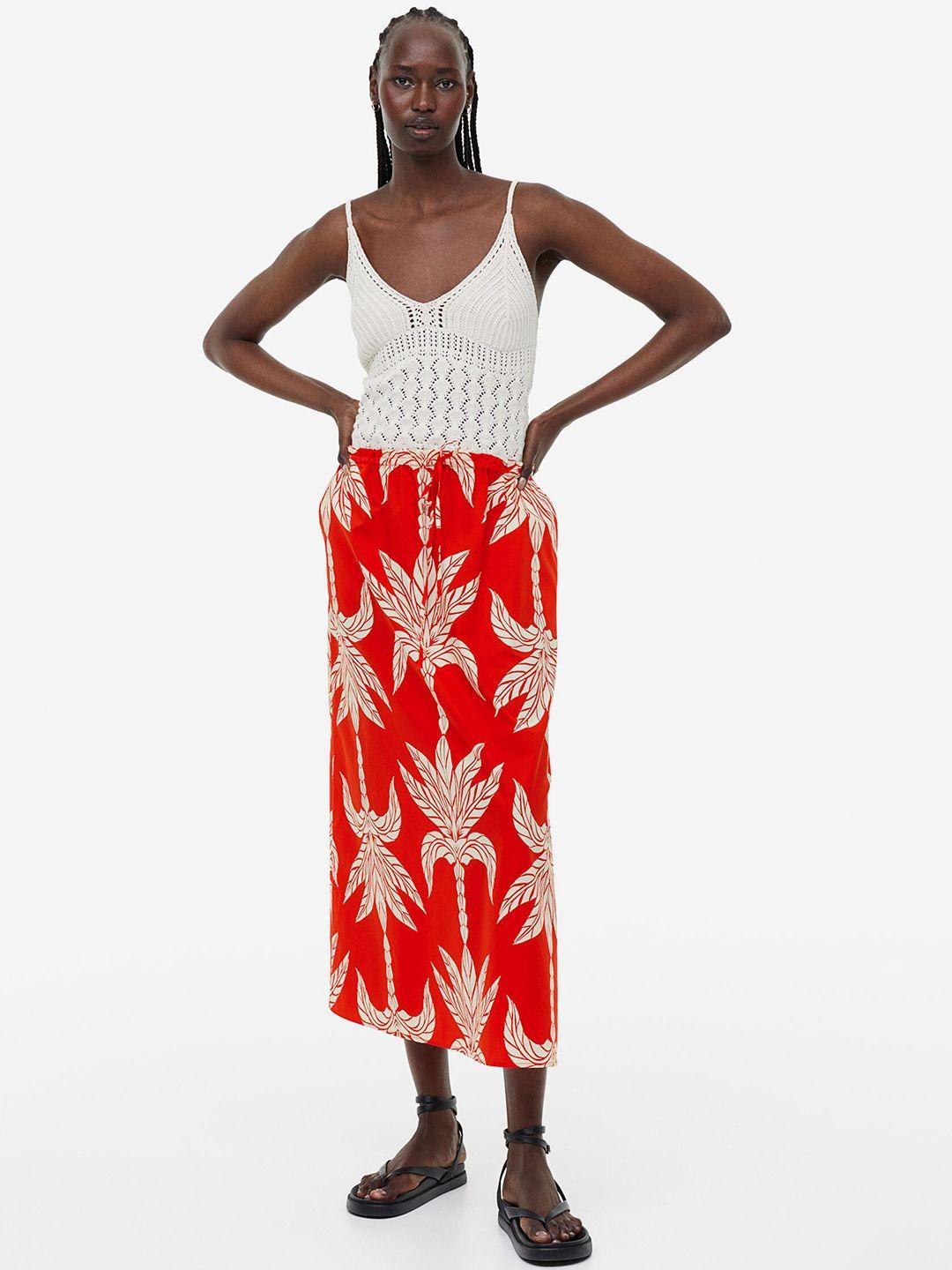 h&m printed flared skirt