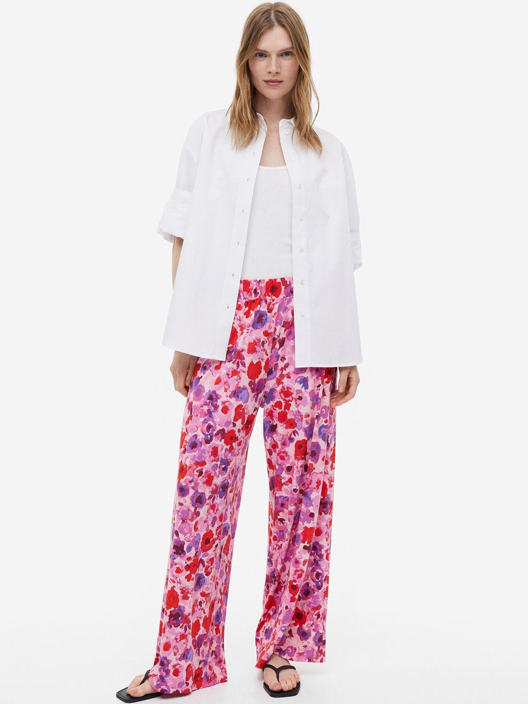 h&m printed pull-on jersey trousers